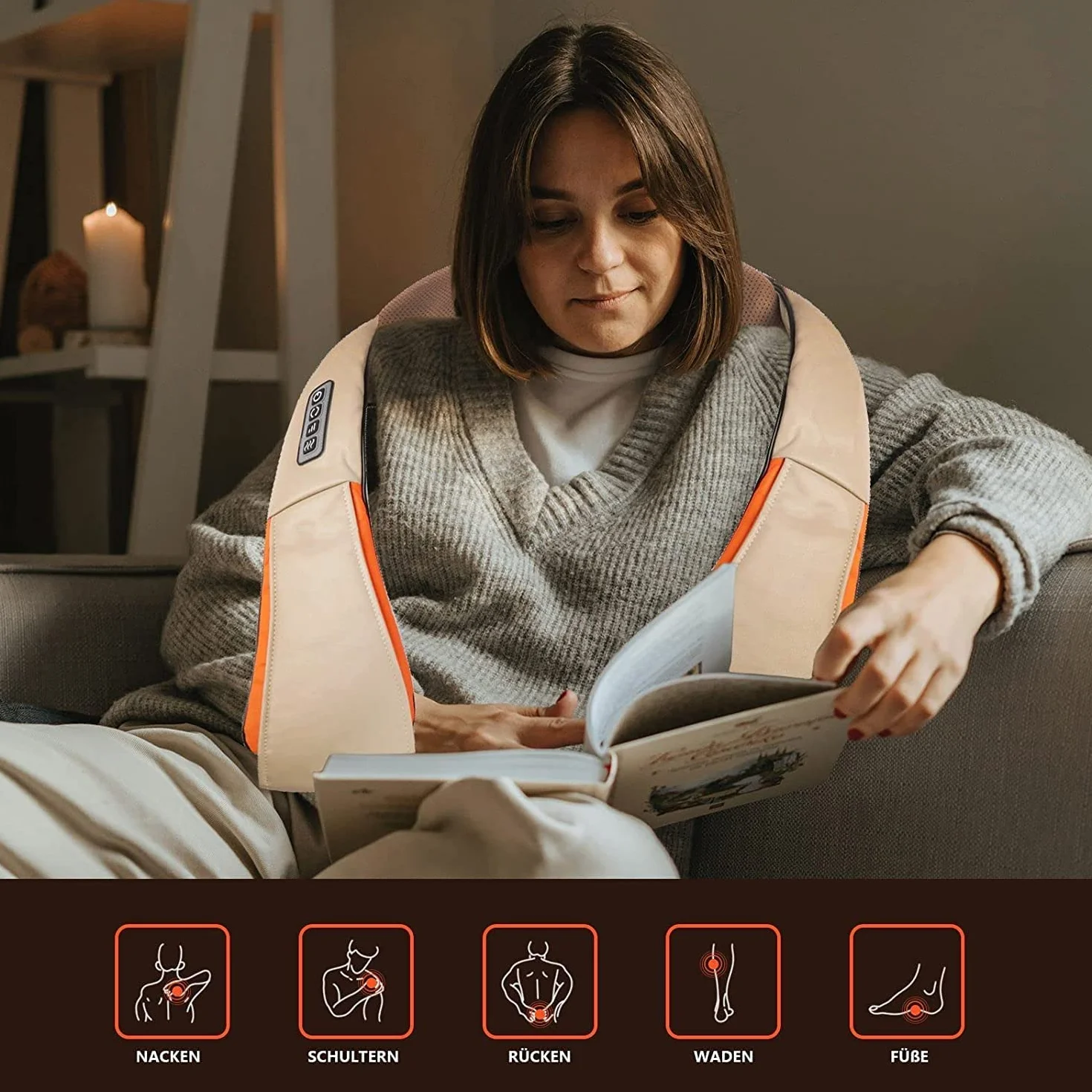Shiatsu masażer karku i pleców z kojącym ciepłem, elektryczna poduszka do masażu ugniatania 3D do ramion, nóg, łagodzi bóle mięśni, w domu, w biurze i w samochodzie
