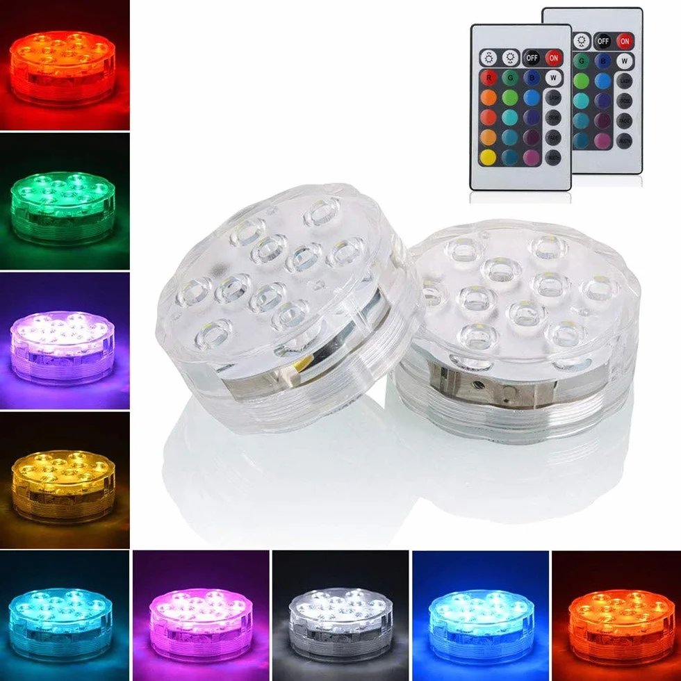 Multicolor pilot zdalnego sterowania RGB LED do podwodnego oświetlenia, wodoszczelna, zmiana kolorów LED Magic Light do wazonu, kwiatów, akwarium, stawu, na wesele (2 szt. kwiatów)