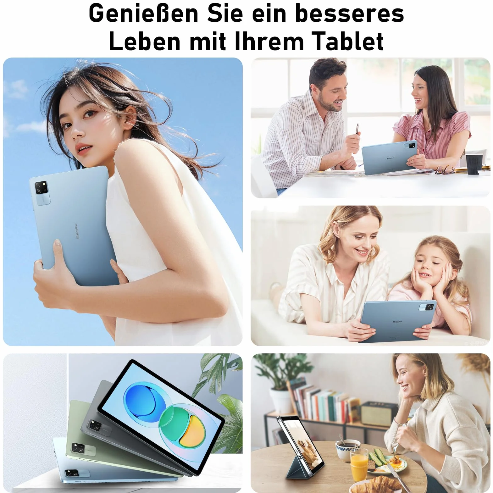 Blackview Tablet z systemem Android 15 Tab 60 WiFi 10 cali, tablet PC, 12 GB RAM + 128 GB ROM/2 TF, WiFi 6 Widevine L1, tryb PC 5100 mAh, tablet do gier, podwójny aparat 8 MP+5 MP/WPS Suite/HD IPS
