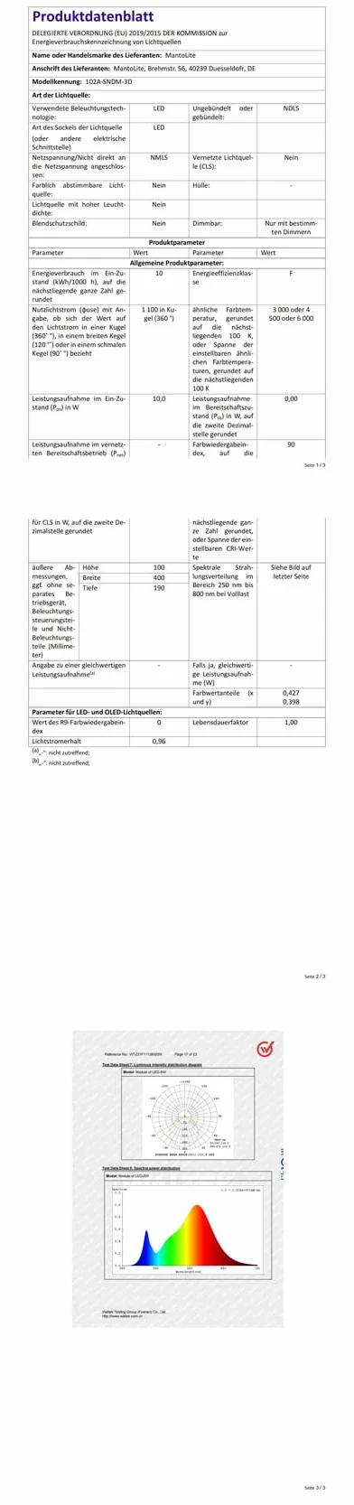 MantoLite Ściemnialna lampa ścienna LED 40 cm 10 W 3000K/4500K/6000K niklowane