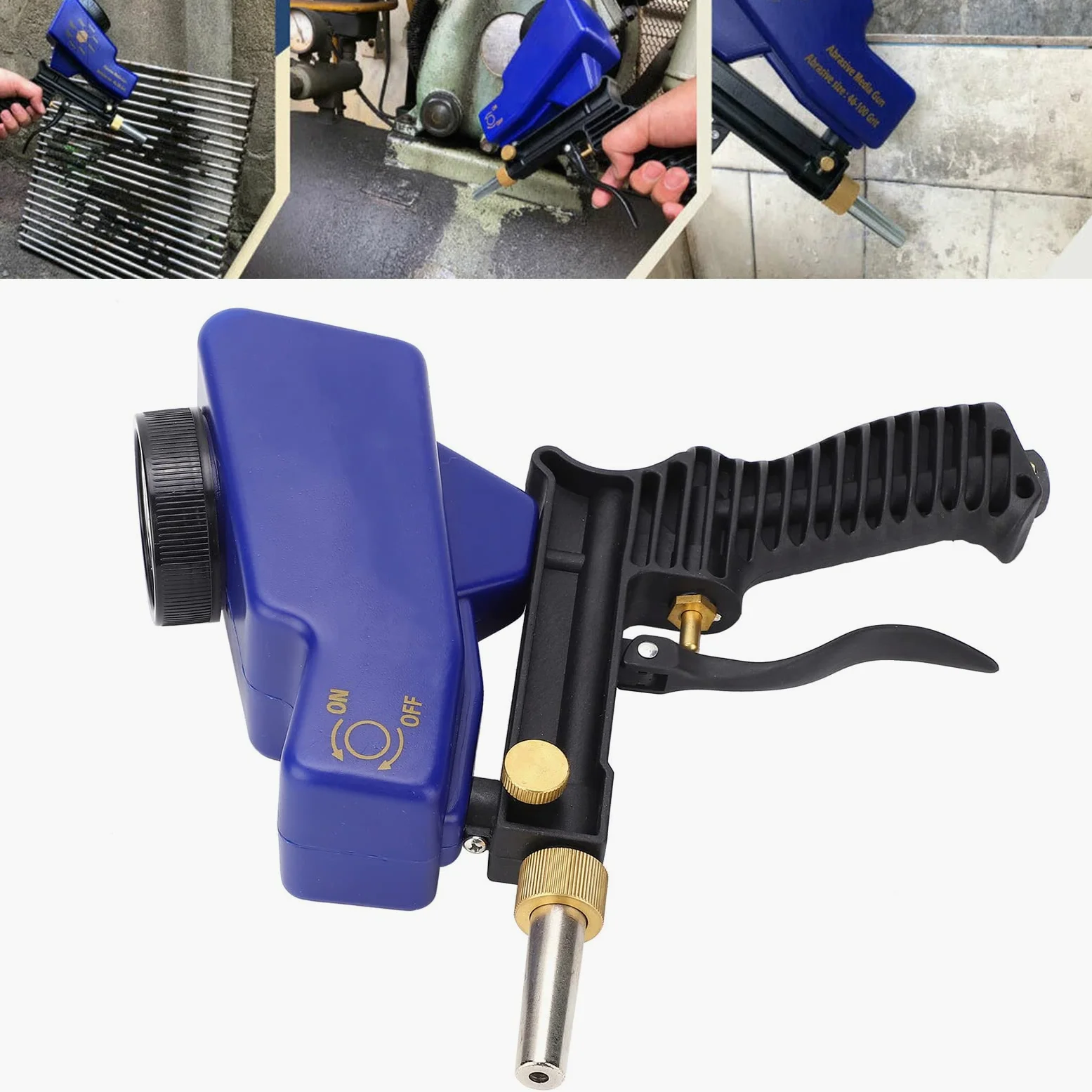 Zestaw pistoletów do piaskowania, 70-150 PSI 6000RPM Grawitacyjny pistolet do piaskowania, ręczne narzędzie, pistolet do piaskowania do usuwania farby i rdzy z metalu, drewna i szkła, wytrawiania, u