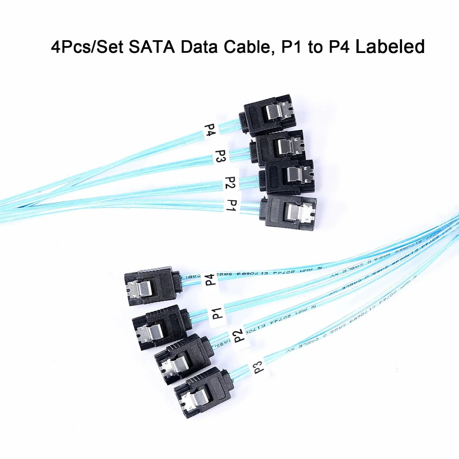ADCAUDX Kabel SATA III, 1 m, 4 szt./zestaw, SATA-6 GB/s, HDD-SDD, zamiennik do komputera Bitcoin, SSD, dysku twardego, CD, DVD Drives Raid (1 m)
