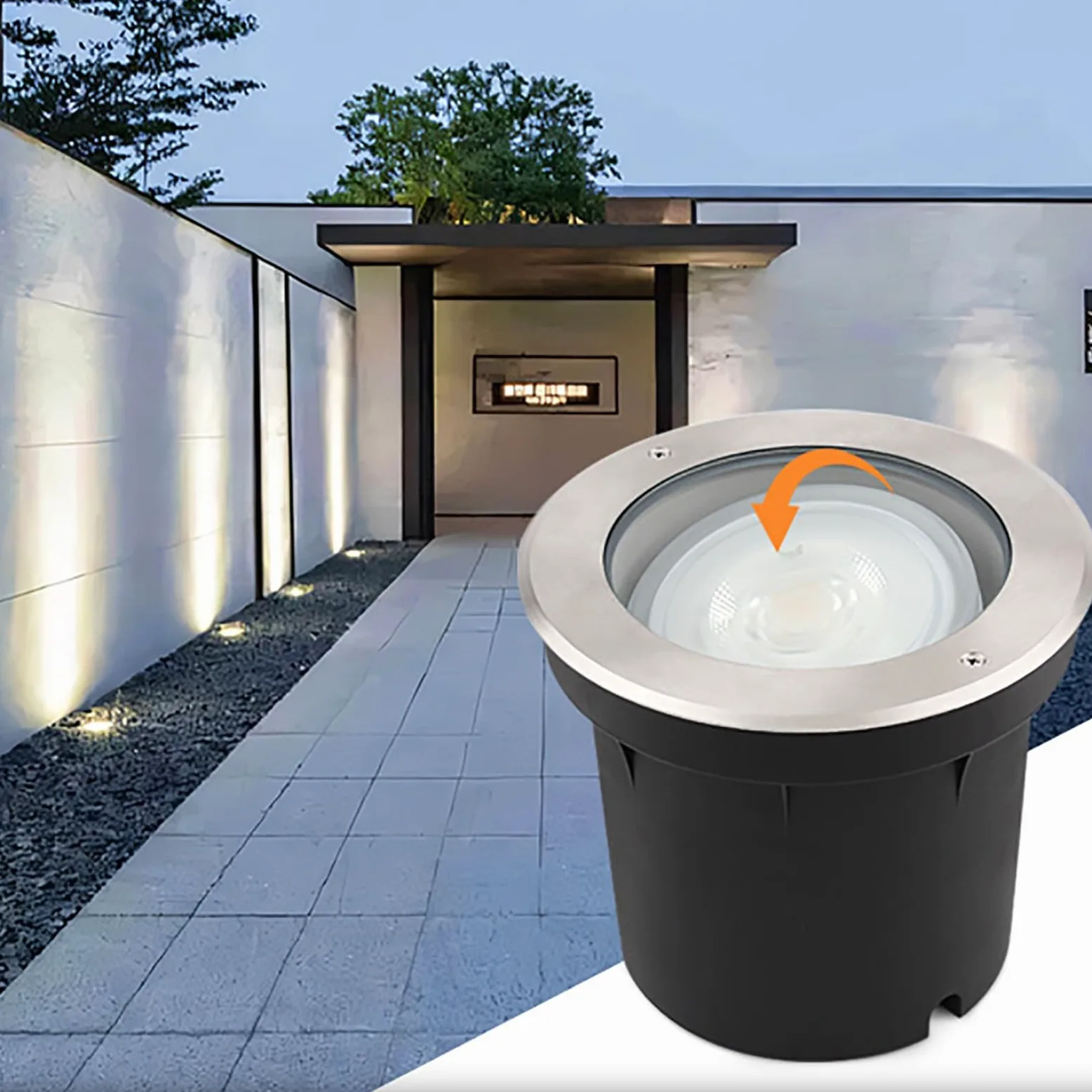 Reflektory LED krajobrazowe, zewnętrzne wpuszczane, okrągłe reflektory 12-24 V DC, wodoszczelność IP67, wymienne źródło światła, dekoracyjna lampa podłogowa do ogrodu i na podwórku (ciepła biel)