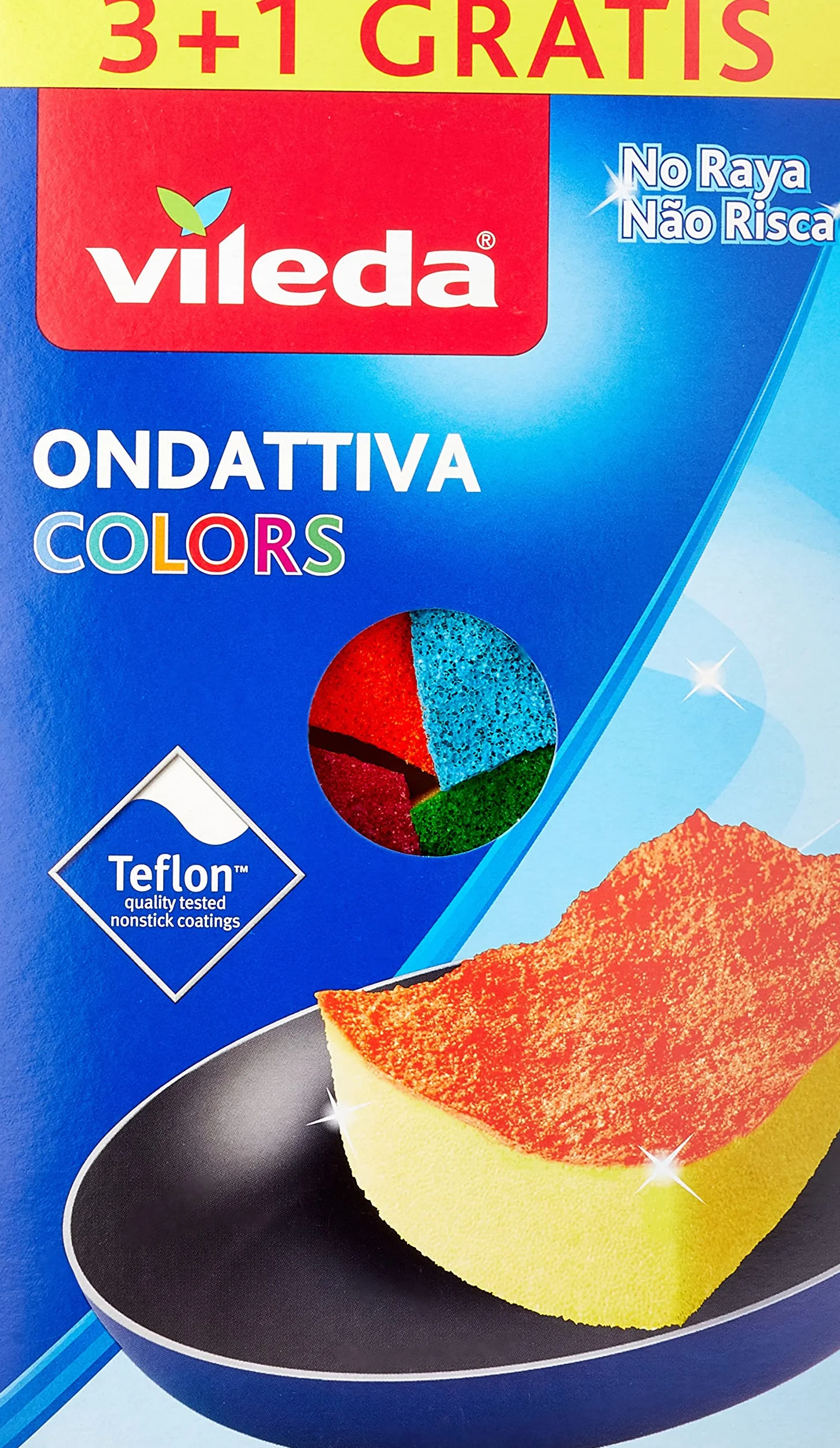 Vileda Colors Zestaw Gąbek, Wielokolorowy, 13 x 22 x 2.6 cm