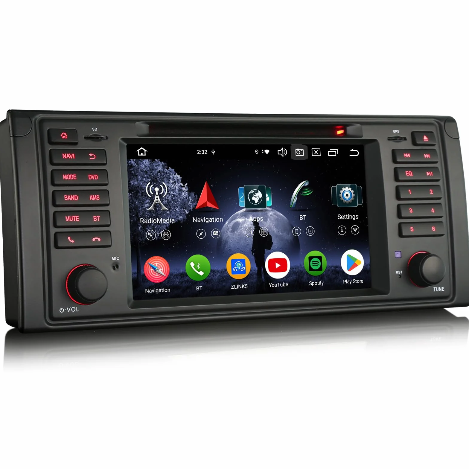 erisin 8-rdzeniowe [4G + 64G] Android 14 radio samochodowe do BMW serii 5 E39 M5 GPS Navi Carplay Android Auto DSP Bluetooth 5.0 A2DP DVD DSP WiFi DAB + 7 cali IPS ekran dotykowy DVR