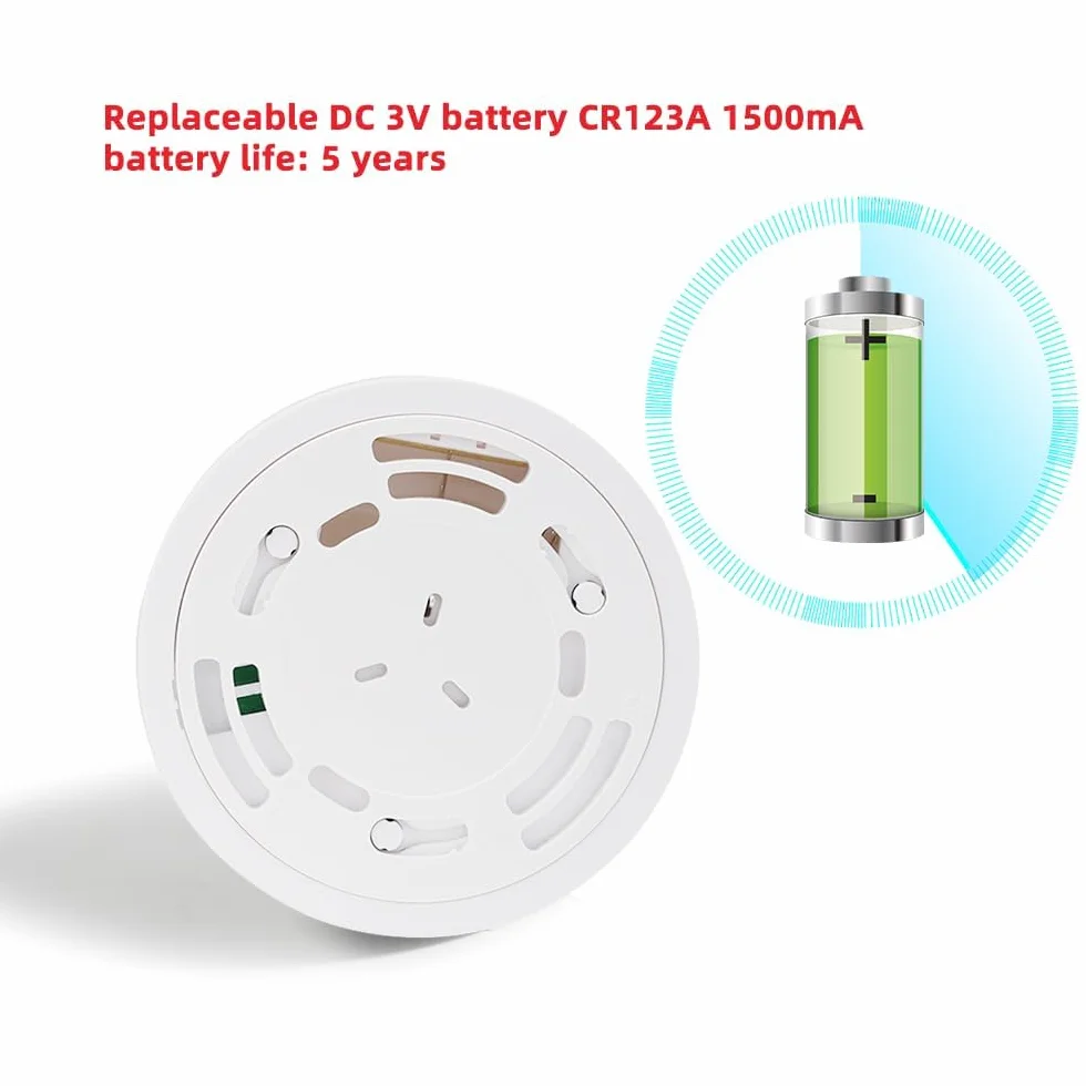 HEIMAN Czujnik dymu WiFi z przyciskiem wyciszenia, standard EN 14604, inteligentny czujnik ognia, WLAN (5), WS2SA-1-TY