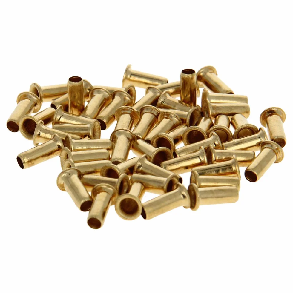 MroMax Mosiężne oczka nity M4 x 10 mm nity z otworami przelotowymi puste przelotki gwoździe śruby łączniki 200 szt