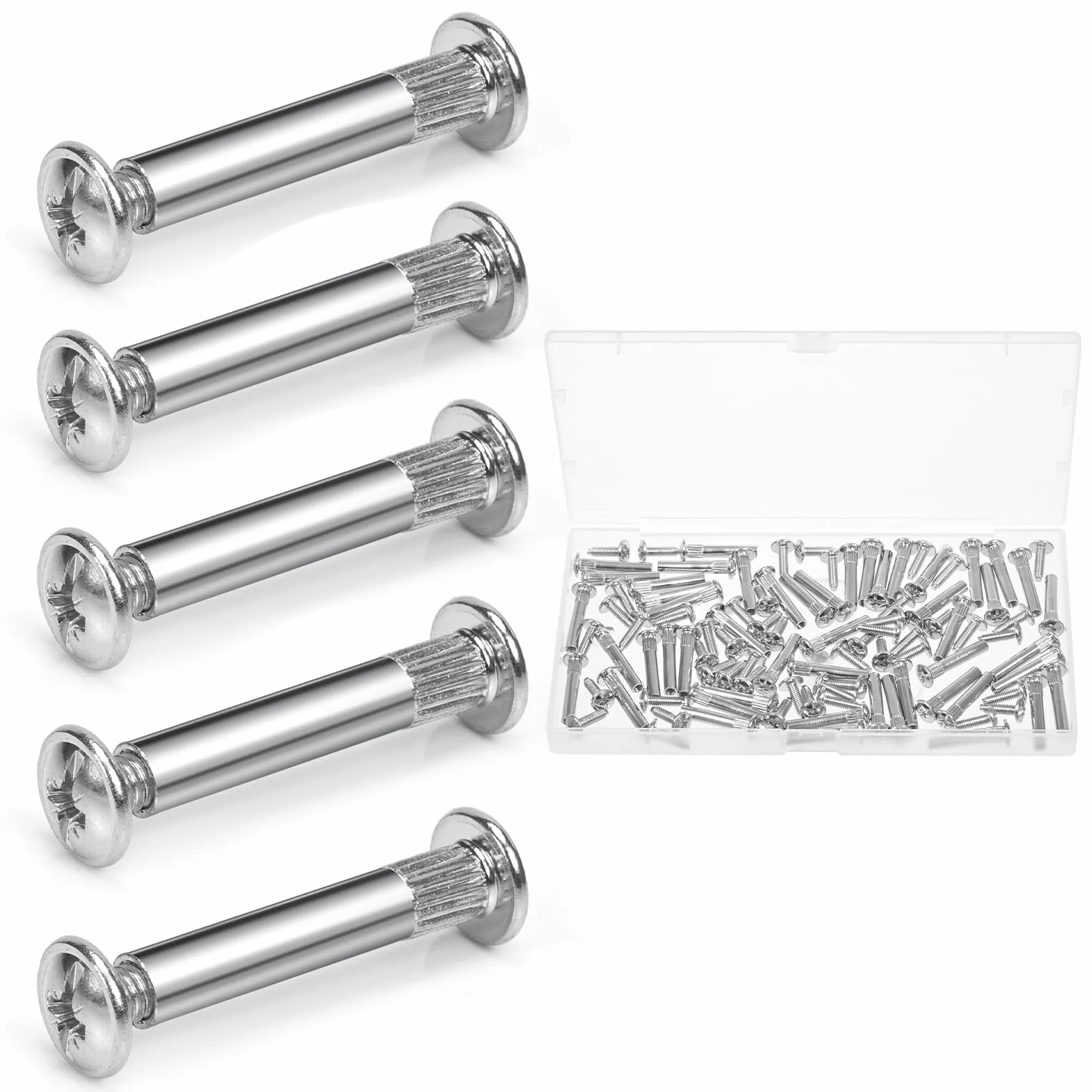 Łączniki meblowe, M4 x 31-40 mm, śruby tulejowe, śruby meblowe, do szafek, do uchwytów drzwi, mebli, szafek, desek drewnianych, 100 sztuk