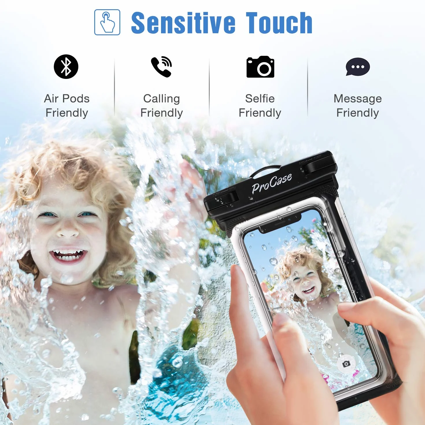 ProCase wodoodporne etui na telefon IPX8 do iPhone 15 14 13 12 Pro Max Samsung Galaxy S24 S23 Ultra S22 A54 7 cali czarne