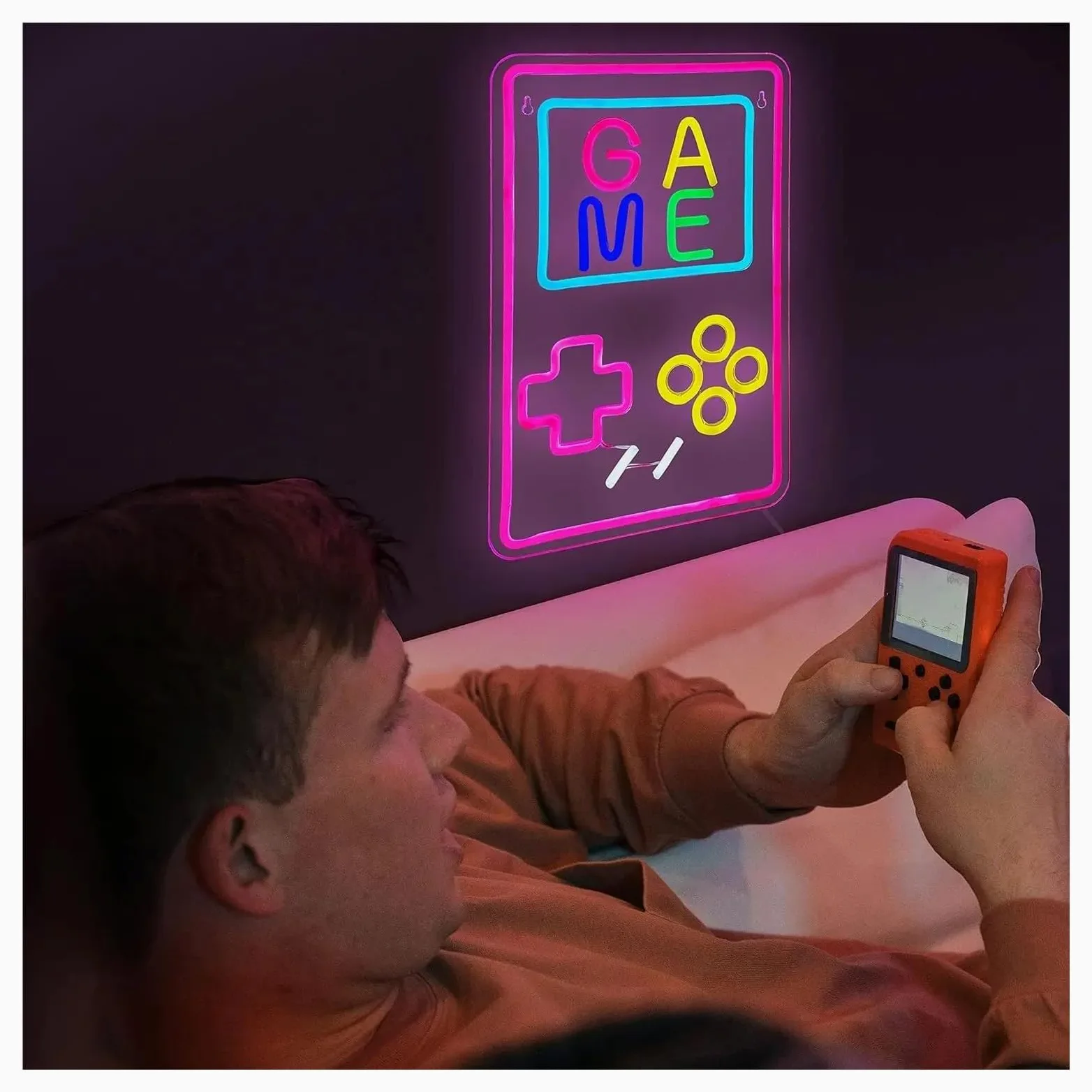 Wiszące neony artystyczne Przenośne Konsole Do Gier Neon Do Wystroju Pokoju Gracza, Ściemniane Światła, Do Pokoju Młodzieżowego Man Cave