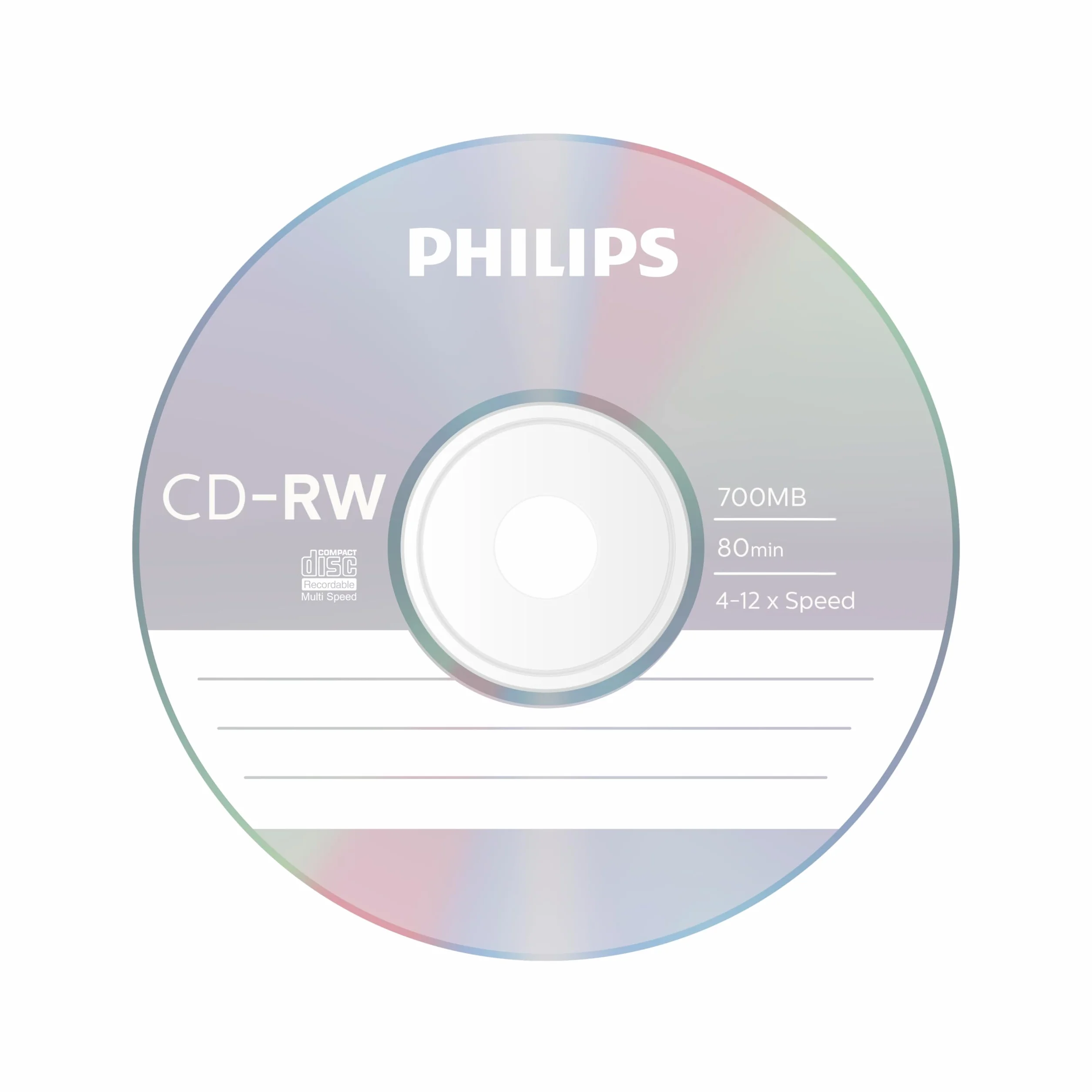 Philips CD-RW 700 MB 80 minut 4-12x prędkość 10 szt. Jewel Case