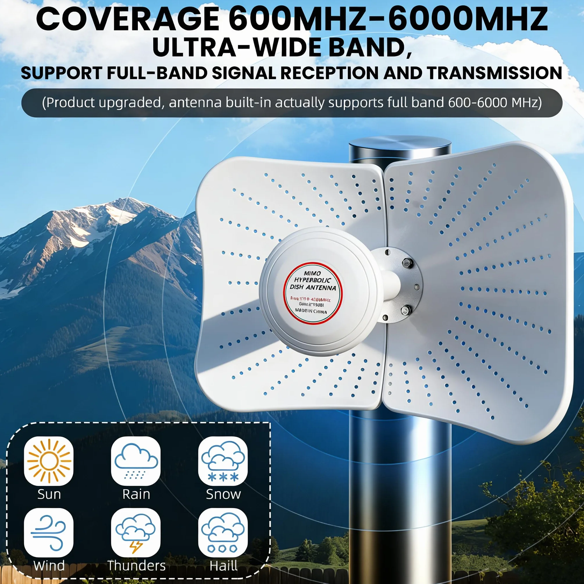 Antena zewnętrzna 4G LTE 5G, antena kierunkowa MIMO, 600-6000 MHz do 22 dB, 2 x 10 m, wzmocnienie kompatybilne z routerem zewnętrznym 2 x TS9