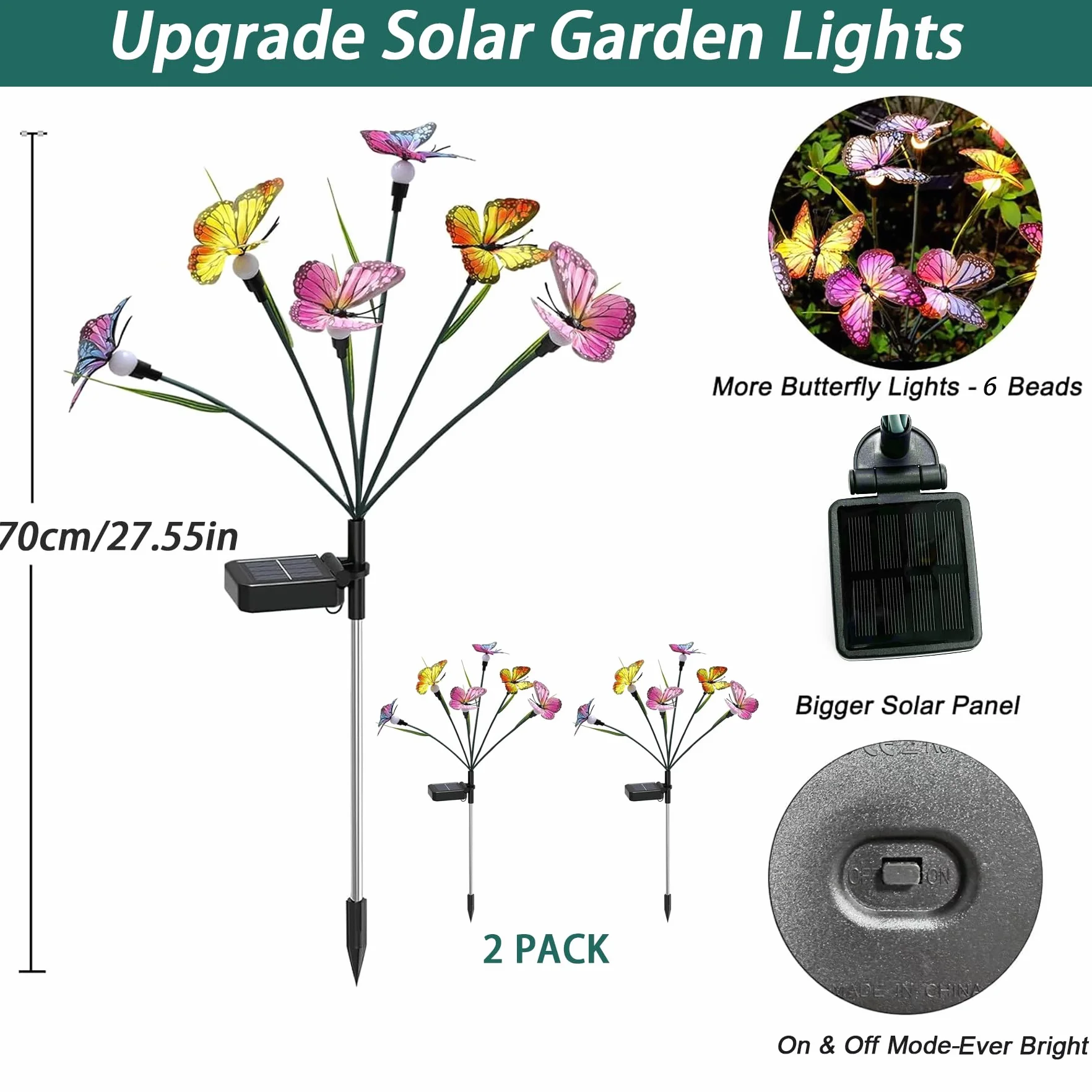 VEEKAY Solarne ogrodowe światła, 2 sztuki 12 diod LED, wodoodporne, zewnętrzny ognisko, światło