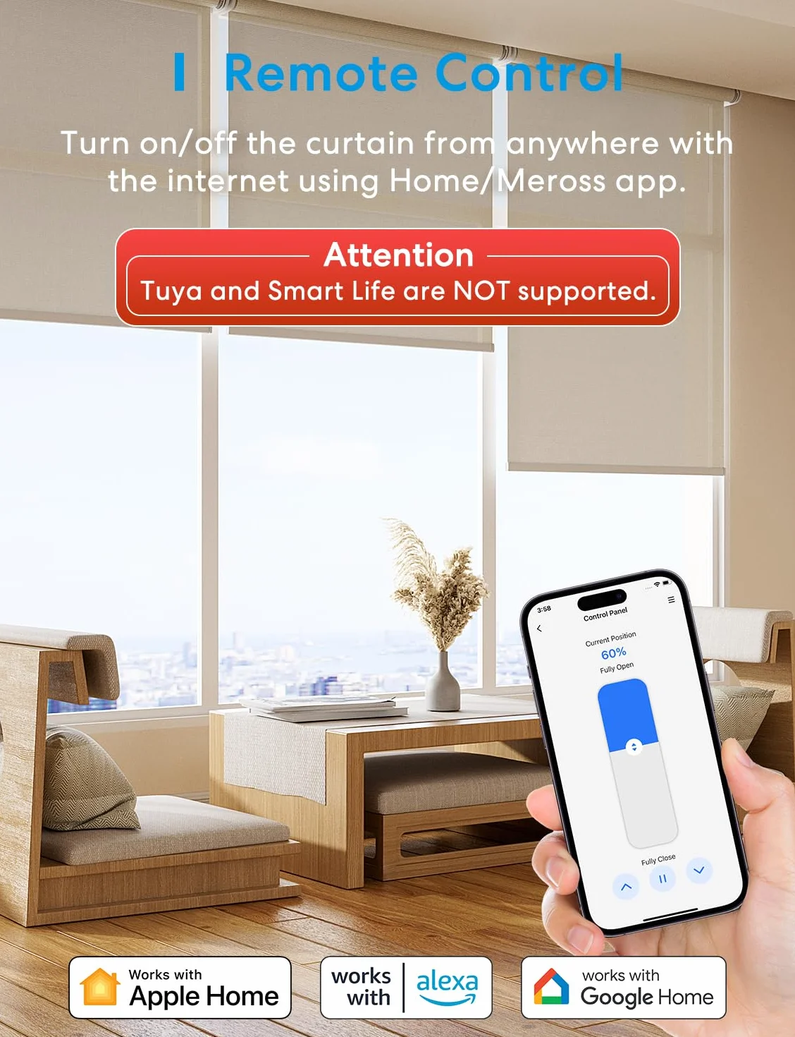 Meross Matter Wlan przełącznik rolet Smart (wymagany kabel), kompatybilny z Apple HomeKit, Alexa, Google Home i Home Assistant, sterowanie roletą Smart Home, 4 sztuki