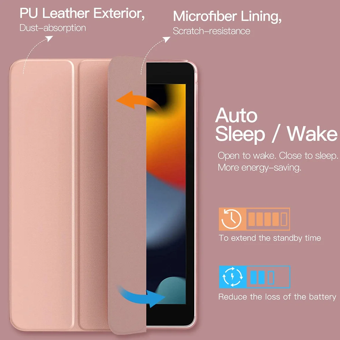 TiMOVO Case for iPad 9th Generation 2021/iPad 8th Generation 2020/iPad 7th Generation 2019, Ultra Thin Translucent Protective Smart Cover with Auto Sleep/Wake for iPad 10.2 Inches, Rose Gold
