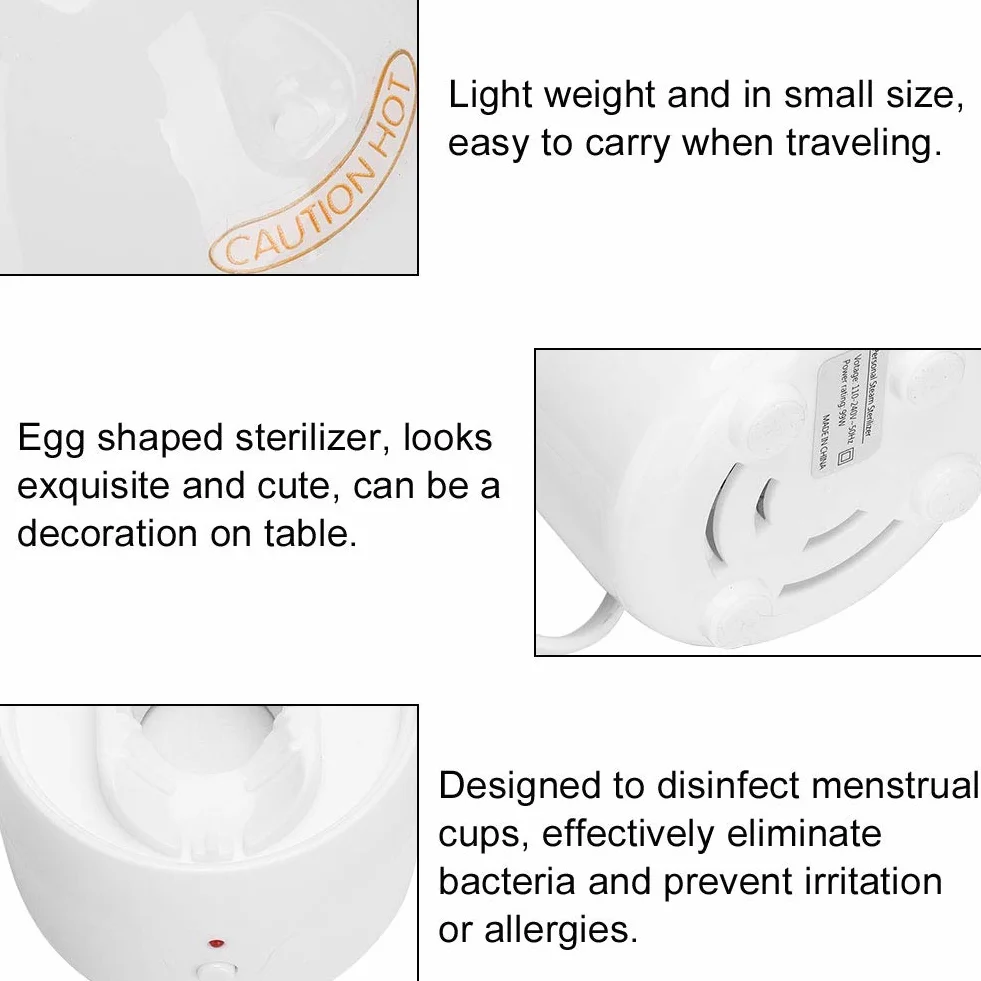 Sterylizator do kubków menstruacyjnych, elektryczny sterylizator parowy, przenośny sterylizator parowy do silikonowych kubków menstruacyjnych Kubki podróżne do dezynfekcji Parowiec Szybka dezynfekcja (1 #)