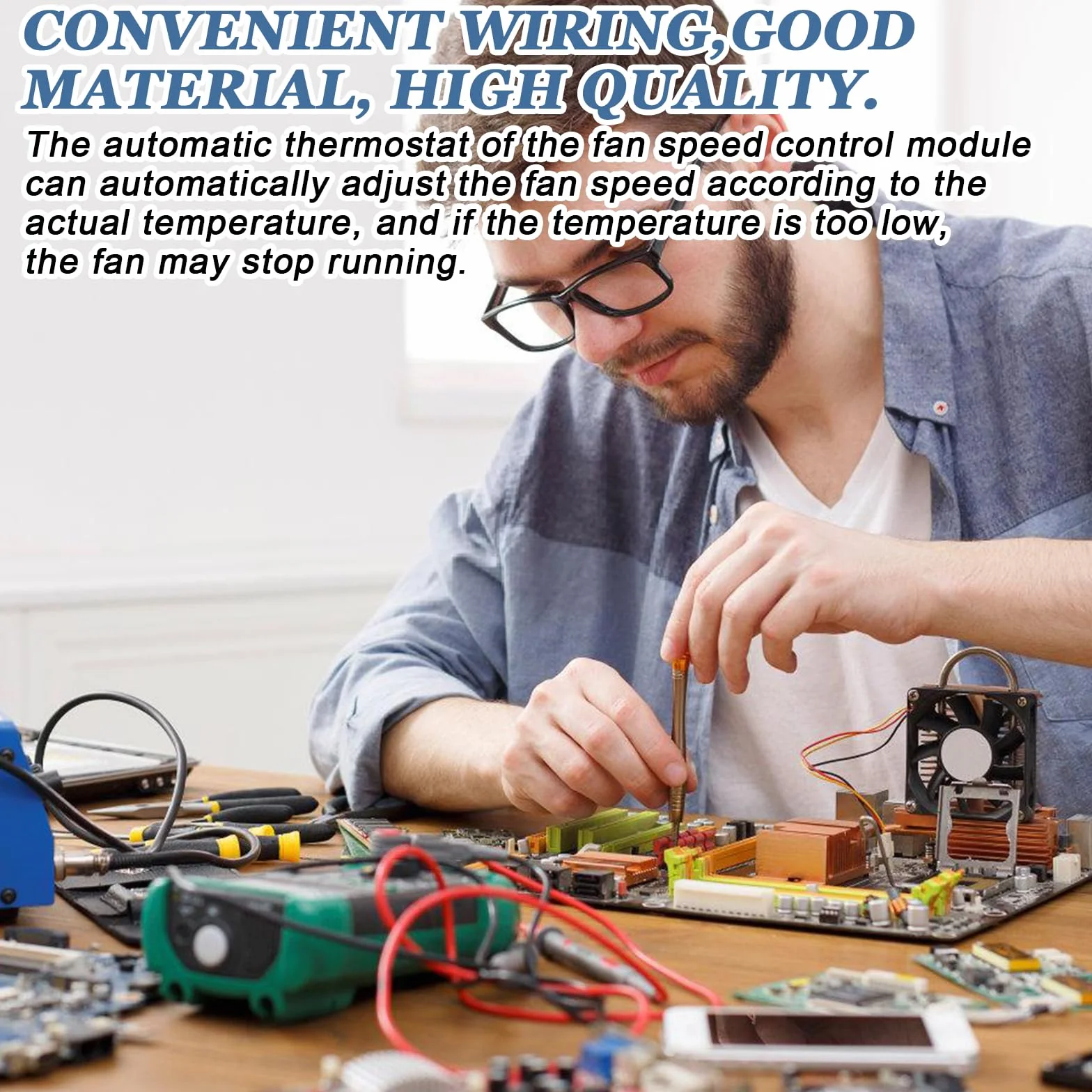 Moduły sterowania prędkością wentylatora PWM 2 sztuki, DC 12V 3A, kontroler PWM, automatyczny regulator temperatury, czujnik NTC