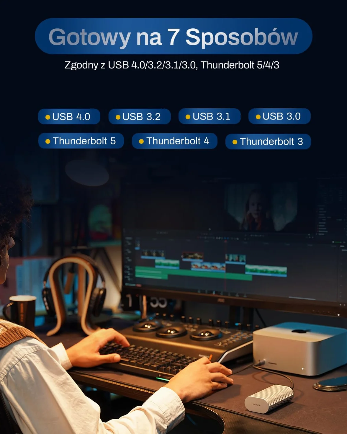 TERRAMASTER D1 SSD Plus 40 Gbps Obudowa NVMe M.2 Aluminiowa USB typu C kompatybilna z USB 4/3.2/3.1/3.0/2.0 Thunderbolt 5/4/3