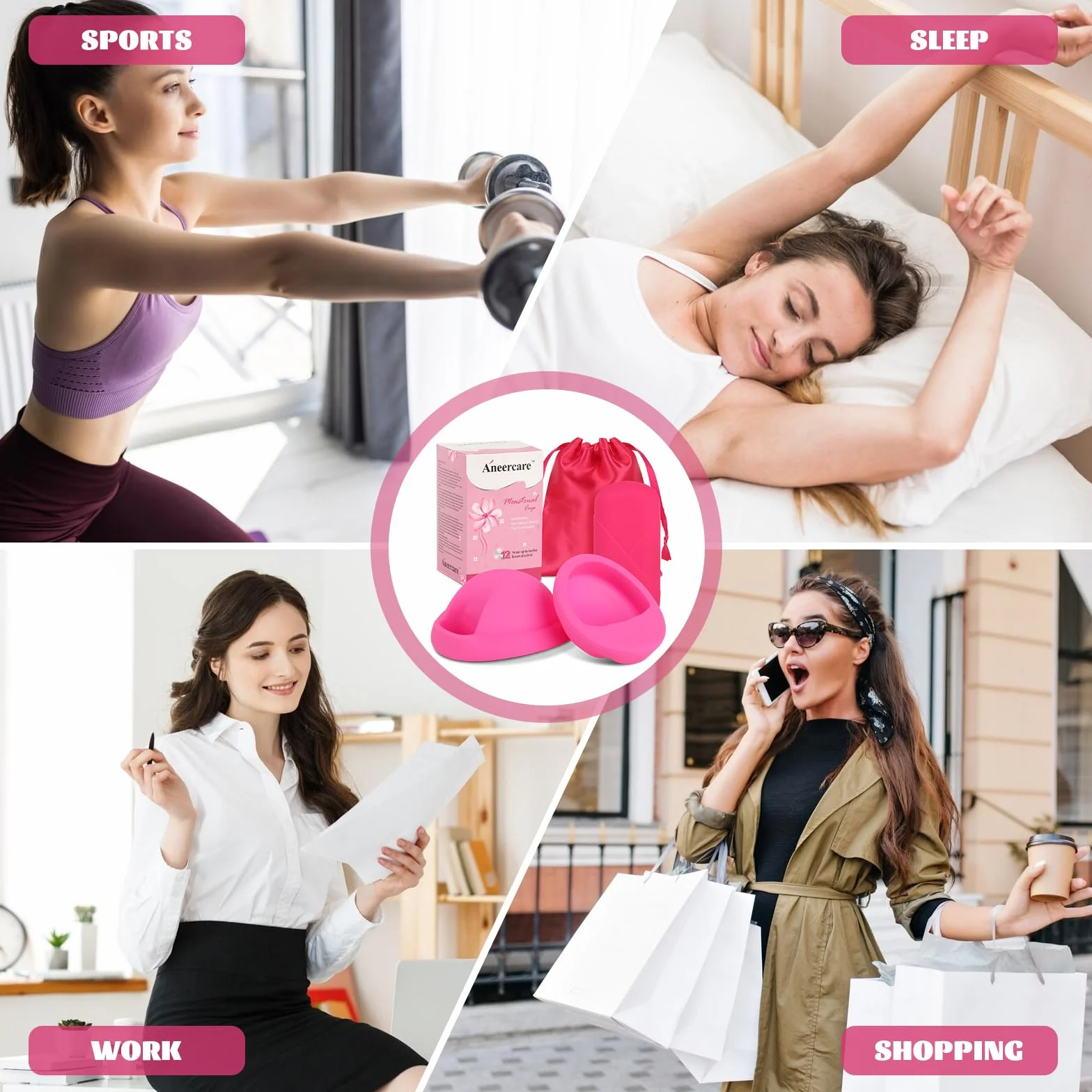 Dysk menstruacyjny, Menstrual Disc, krążek menstruacyjny wielokrotnego użytku, kubek menstruacyjny z miękkiego silikonu medycznego, alternatywne miękkie tampony (różowe, S+L)