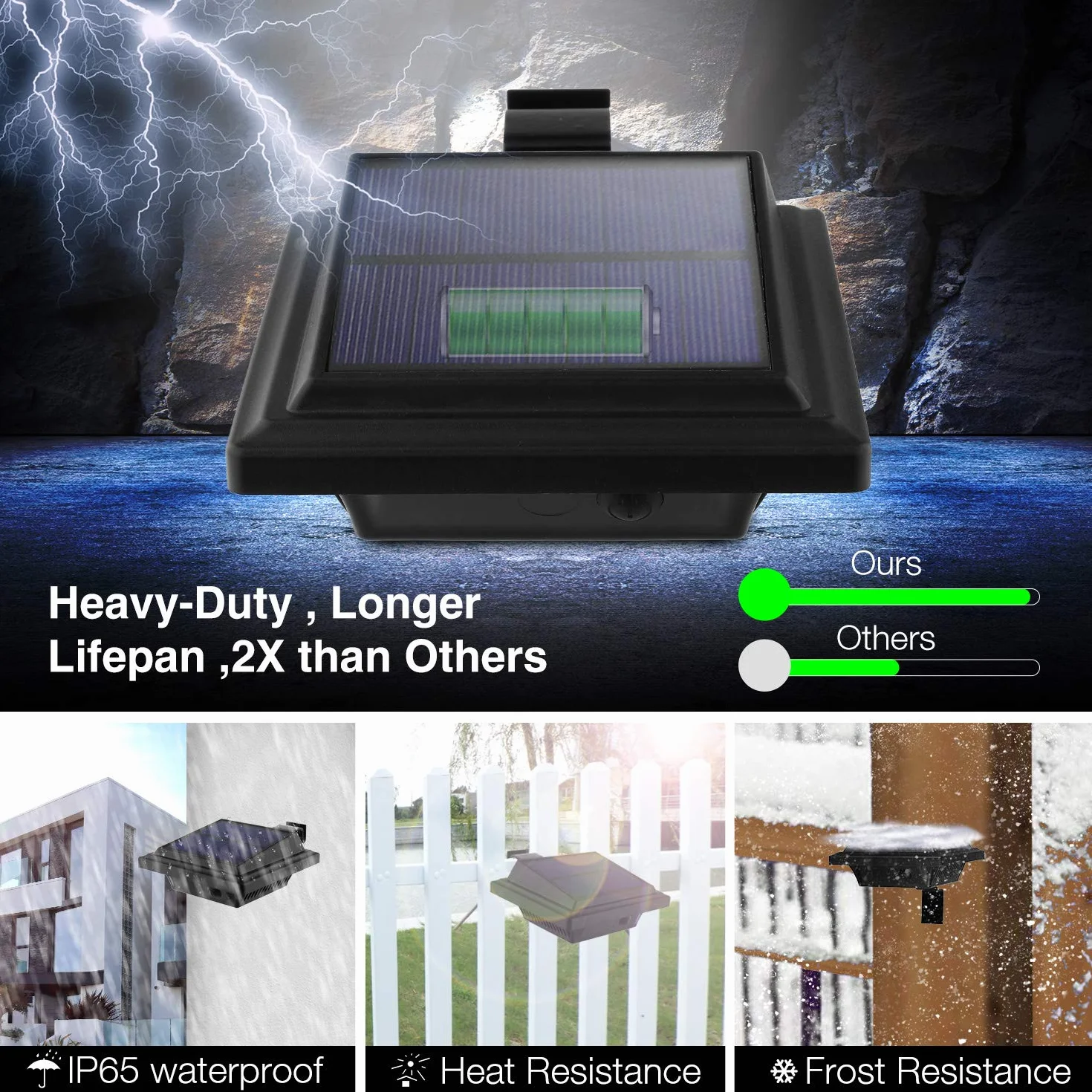 Solarna Lampa LED do Rynny Dachowej, do Użytku na Zewnątrz, 25 Diod LED, Automatyczne Włączanie/Wyłączanie, Czarna, Ciepłe Białe Światło (Zestaw 6 Szt.)
