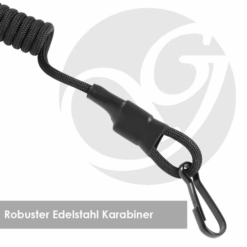 Ganzoo elastyczny kabel spiralny do kluczy i narzędzi, smycz z oplotem paracord, zabezpieczenie sprzętu przed zgubieniem, mocowanie na zatrzask i rzep, uchwyt RSG, karabińczyk, neonowy żółty