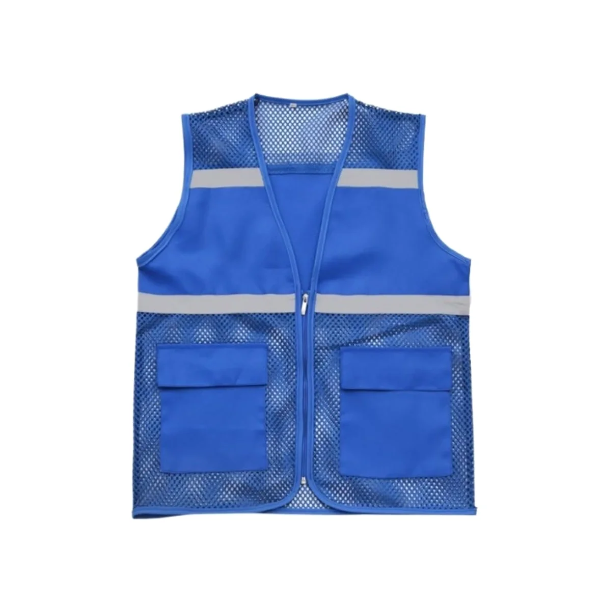 Kamizelka Wysoka Widoczność Kamizelka Odblaskowa Siateczkowa Kamizelka Zapinana Na Zamek, Jednolita Kamizelka Odblaskowa Do Biegania Z Kieszeniami Kamizelka Ostrzegawcza(Blue,3XL)