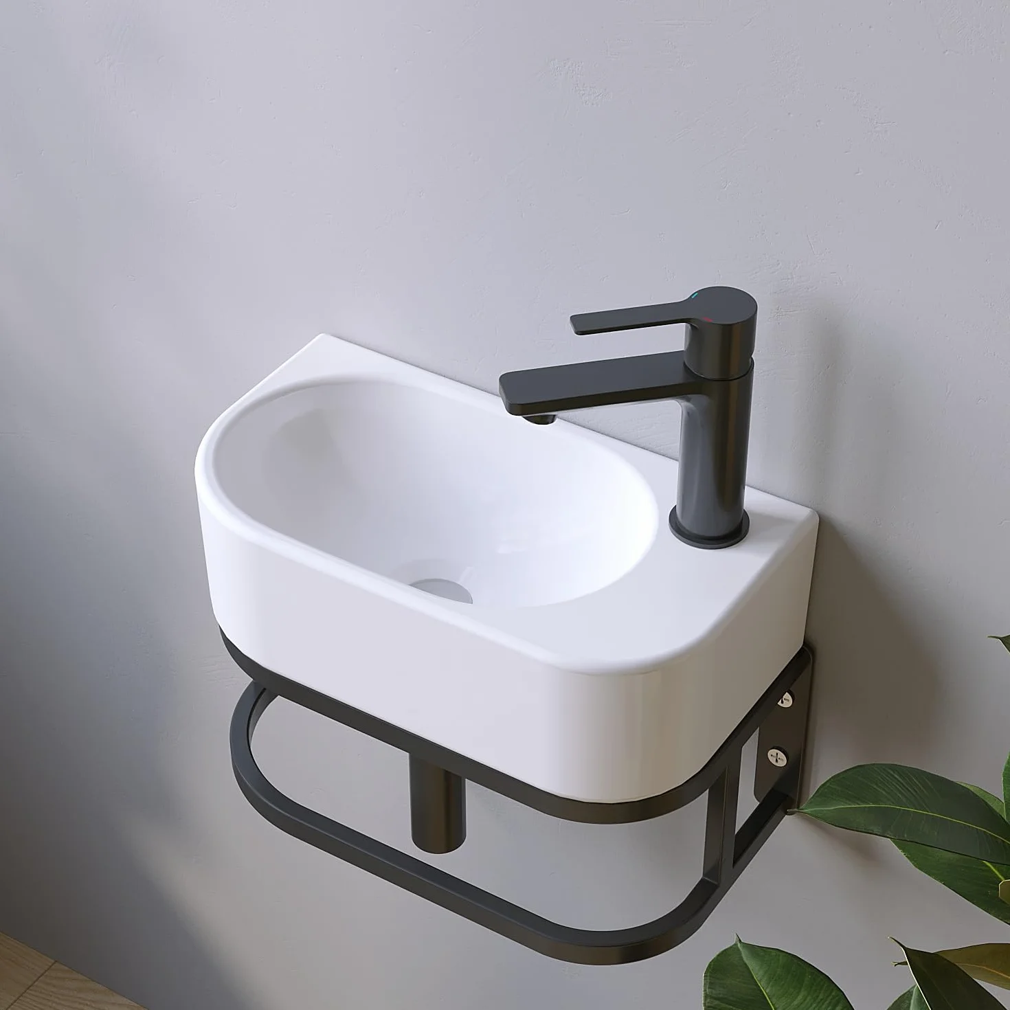 Umywalka ceramiczna podwieszana mała 40x21 cm biała owalna do łazienki WC dla gości