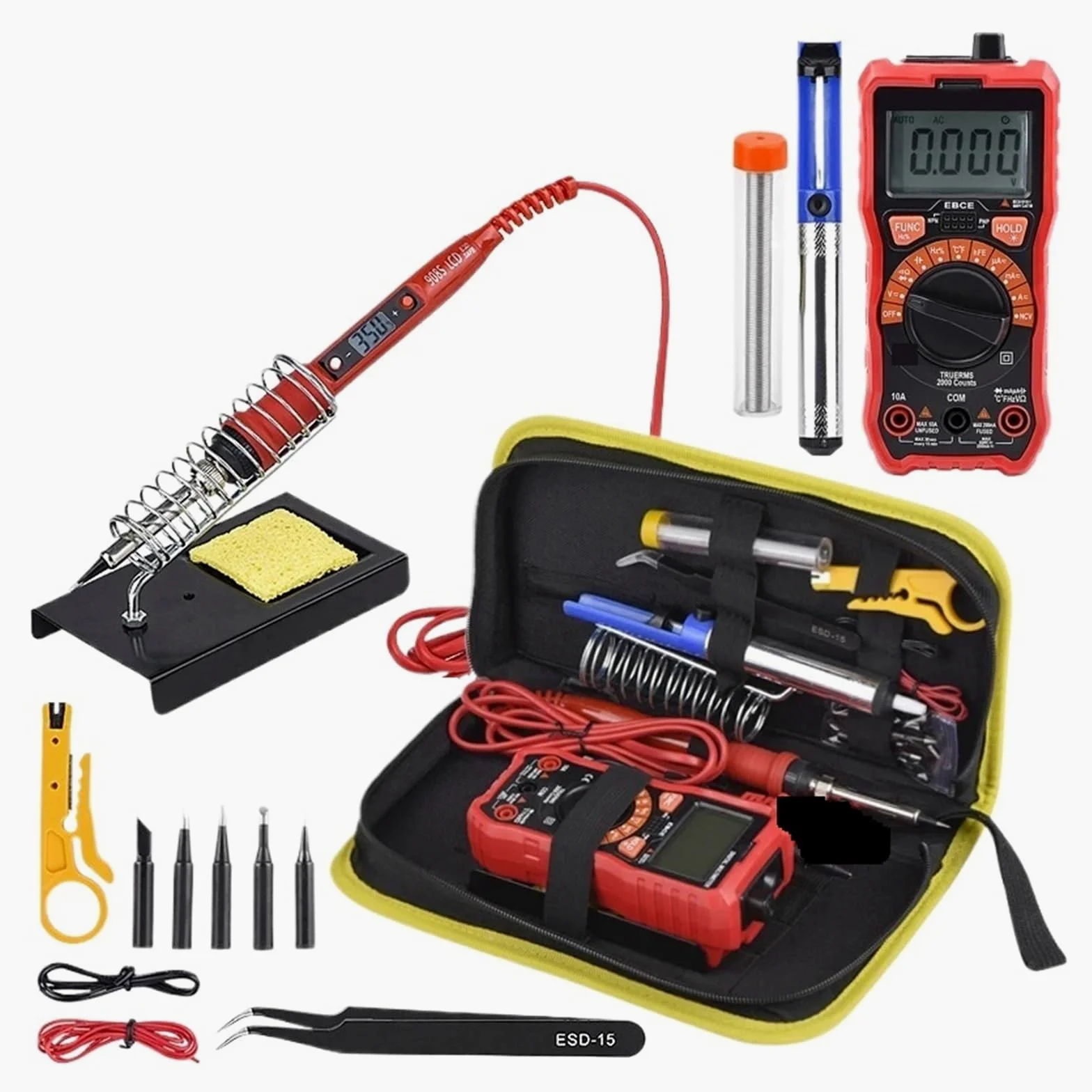 Lutownica Elektryczna O Mocy 80 W Z Regulacją Temperatury LCD I Wysokiej Jakości Grotami Lutowniczymi Oraz Zestawami Najlepszy Prezent(Red kit-04)