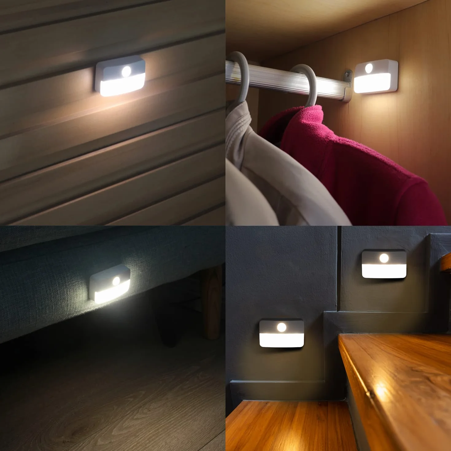 da LIGHT lampka nocna z czujnikiem ruchu, zasilana bateriami, 6 sztuk oświetlenia schodów LED, światło do szafy, automatyczne włączanie/wyłączanie, światło z czujnikiem 3000 K, ciepła biel, do