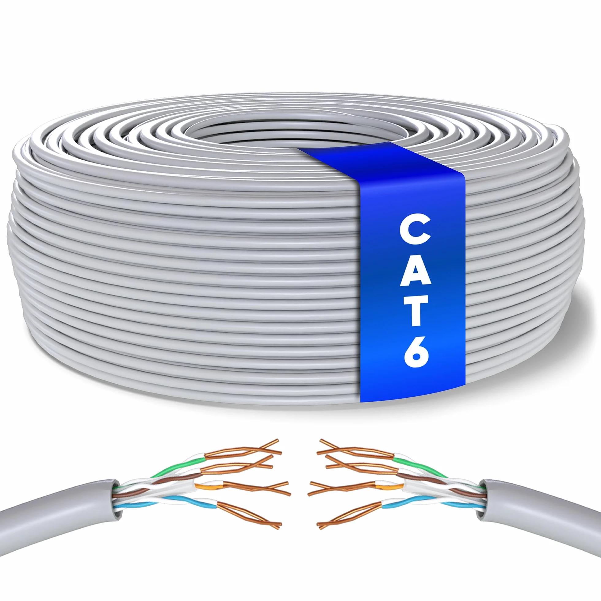 Pan. Tronic Vrac Ethernet Kabel 100m, Bulk Sieć LAN Kabel Ethernet Cat 6 High Speed Internet 1 Gbps 250 MHz, Kabel Ethernet AWG24, Cat6 Kabel luzem UTP CCA (100 metrów, szary)