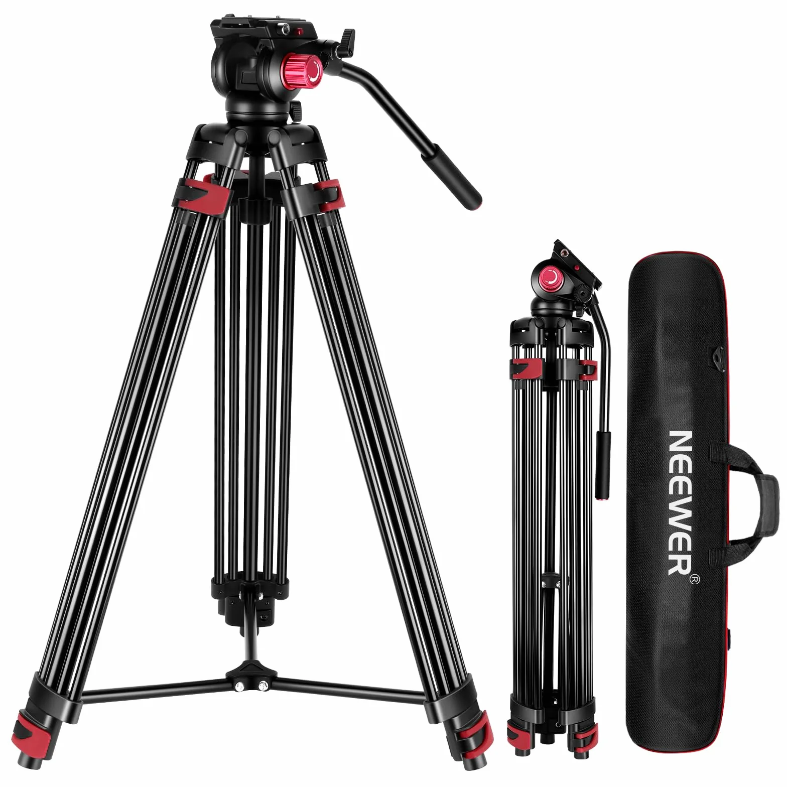 NEEWER Statyw wideo 79" 200 cm ze stopu aluminium głowica płynna 360° płyta QR do Canon Nikon Sony DSLR 8 kg