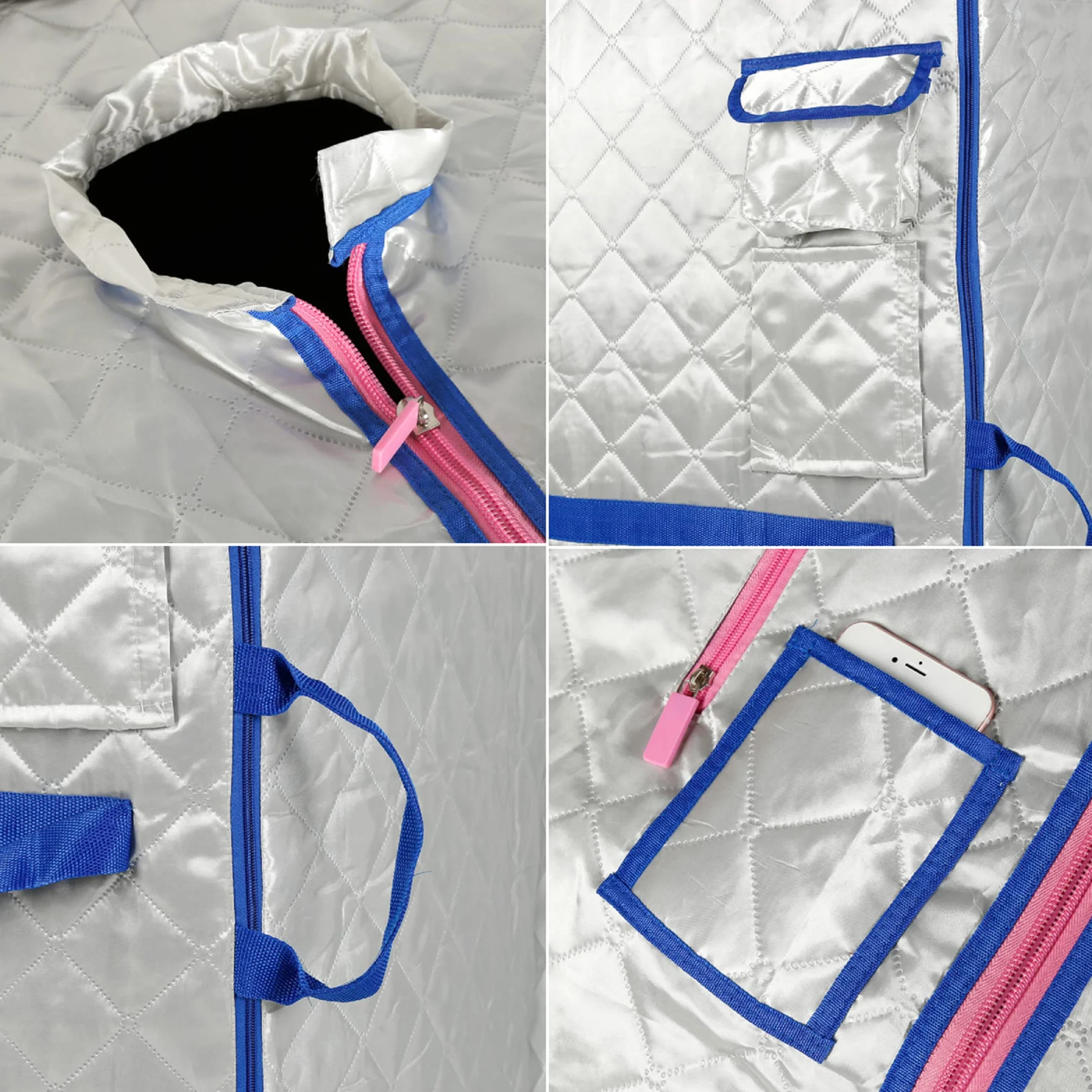 MINGYI Przenośna składana sauna na podczerwień 80×70×98 cm srebrny