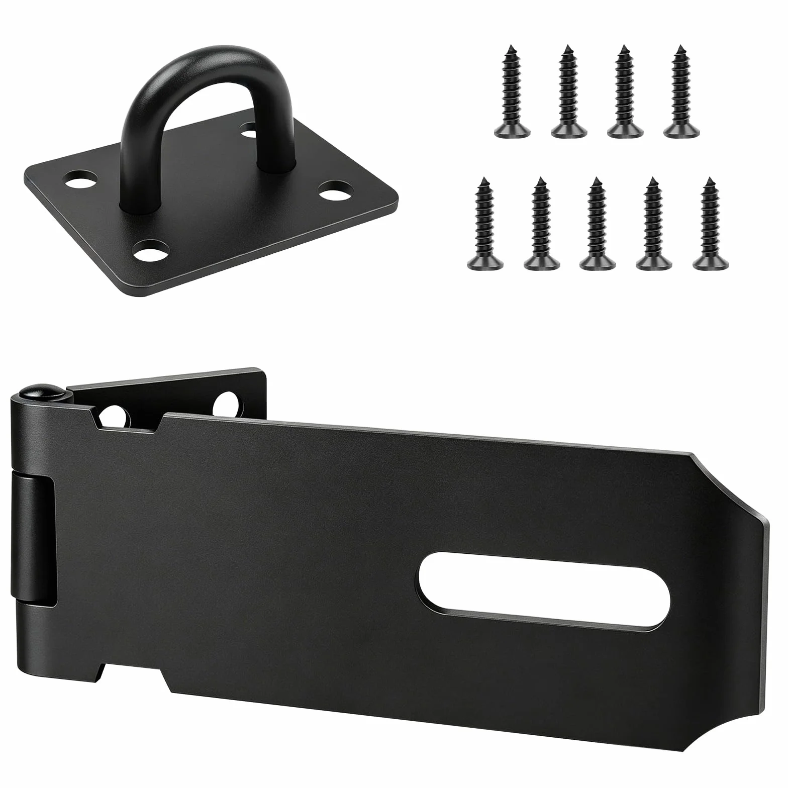 Kłódka do drzwi, Leryati Hasp & Staple 10 cm zamek do szopy zatrzask kłódki, zatrzask do drzwi i kłódka zamek do drzwi, wytrzymały, ze stali nierdzewnej zatrzask bezpieczeństwa do szafki okiennej