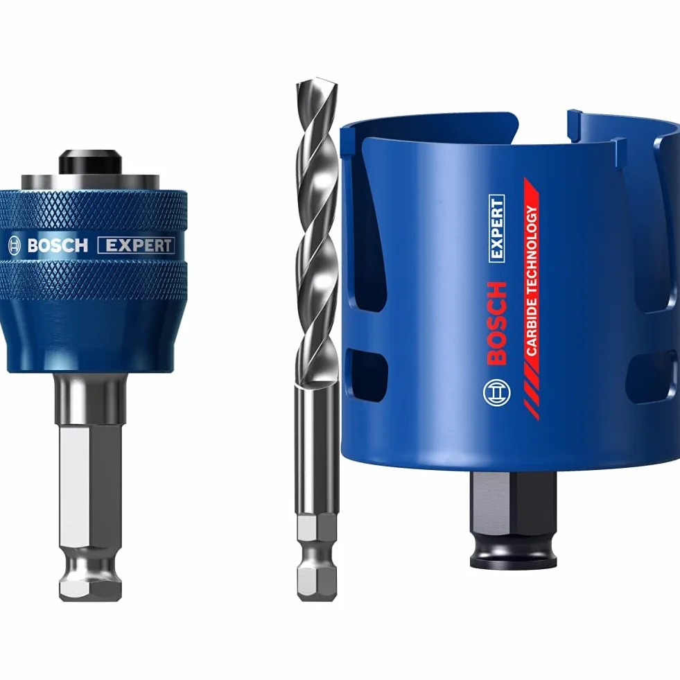 Bosch Professional 1 x Expert materiał budowlany do otwornic & Bosch Accessories 2x Adaptery do systemów pił otwornic EXPERT Power Change Plus z wiertłami