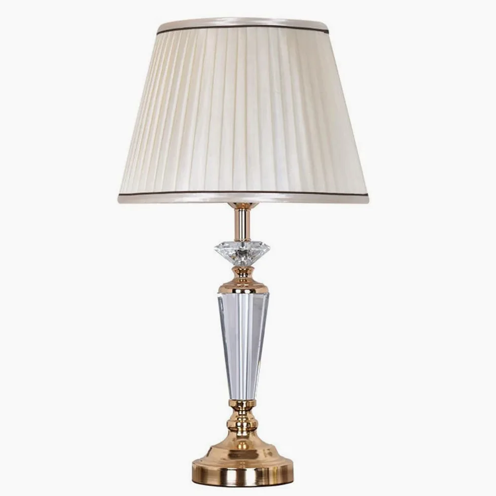 Mengjay Lampa biurkowa E27 Lampa do czytania Lampa robocza, kryształowa lampka nocna, lampa stołowa, lampa biurkowa klosz z tkaniny, lampa biurkowa do sypialni, salonu, biura