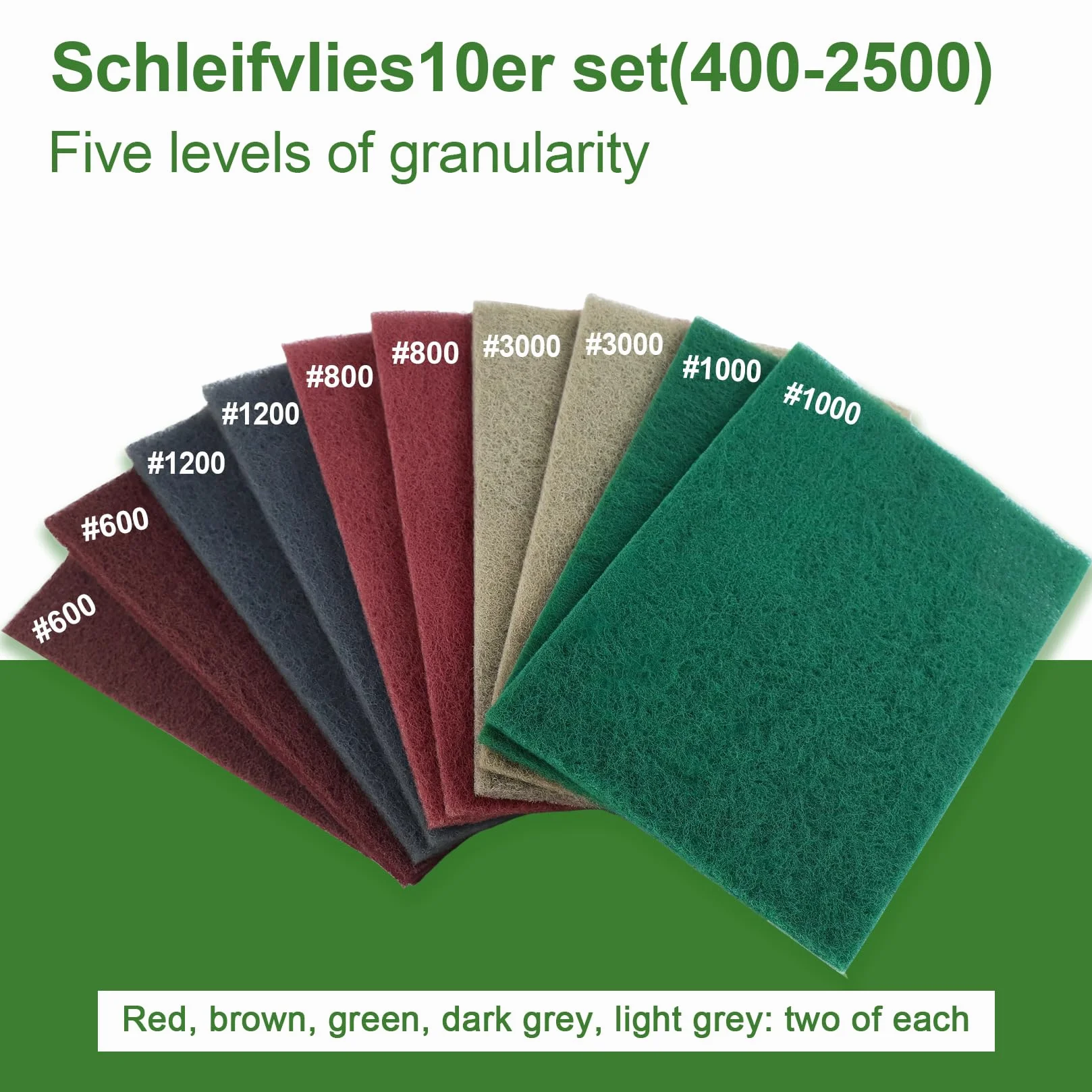 10 Sztuk Padsy Szlifierskie Z Filcu 150x230mm Zestaw, Ziarno 3000/1500/1000/800/600 Włóknina Ścierna Papiery Ścierne Do Polerowania Metalu Drewna Stali Nierdzewnej Czyszczenia
