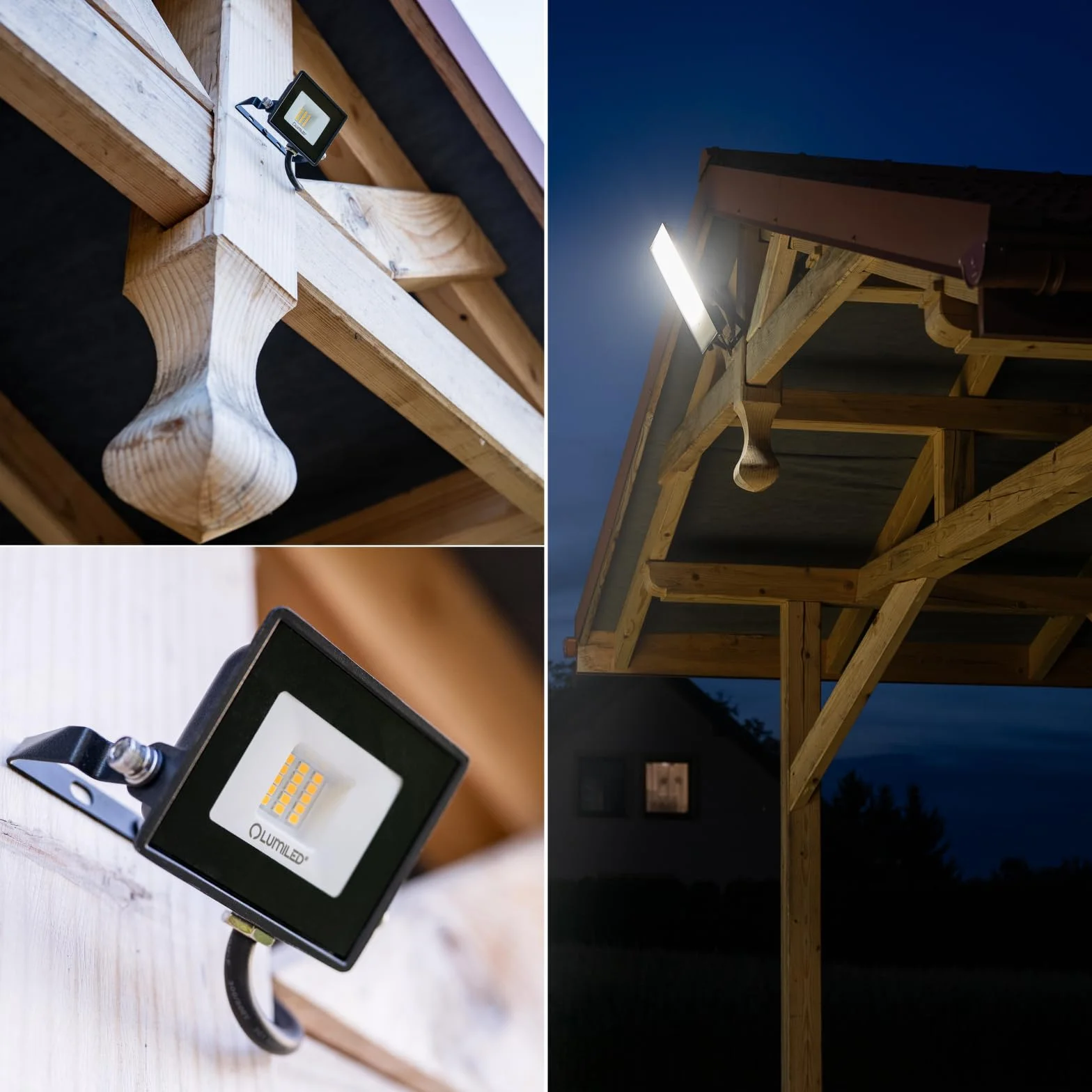 Lumiled Reflektor LED 20 W, super jasny, 1800 lm, reflektor LED, do użytku na zewnątrz, IP65, wodoszczelny, 6500 K, zimna biel, reflektor czarny
