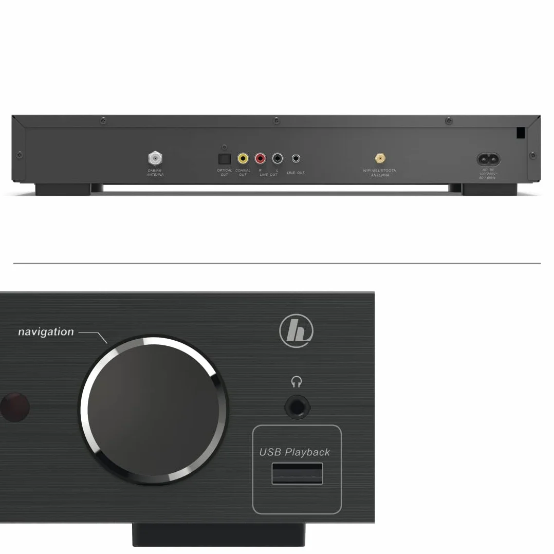 Hama Tuner HiFi DIT2006BT z radiem internetowym, DAB/DAB+, Bluetooth (tuner HiFi z radiem internetowym, radio cyfrowe/FM, Wi-Fi, odbiornik stereo Spotify, pilot zdalnego sterowania, USB/AUX, budzik)