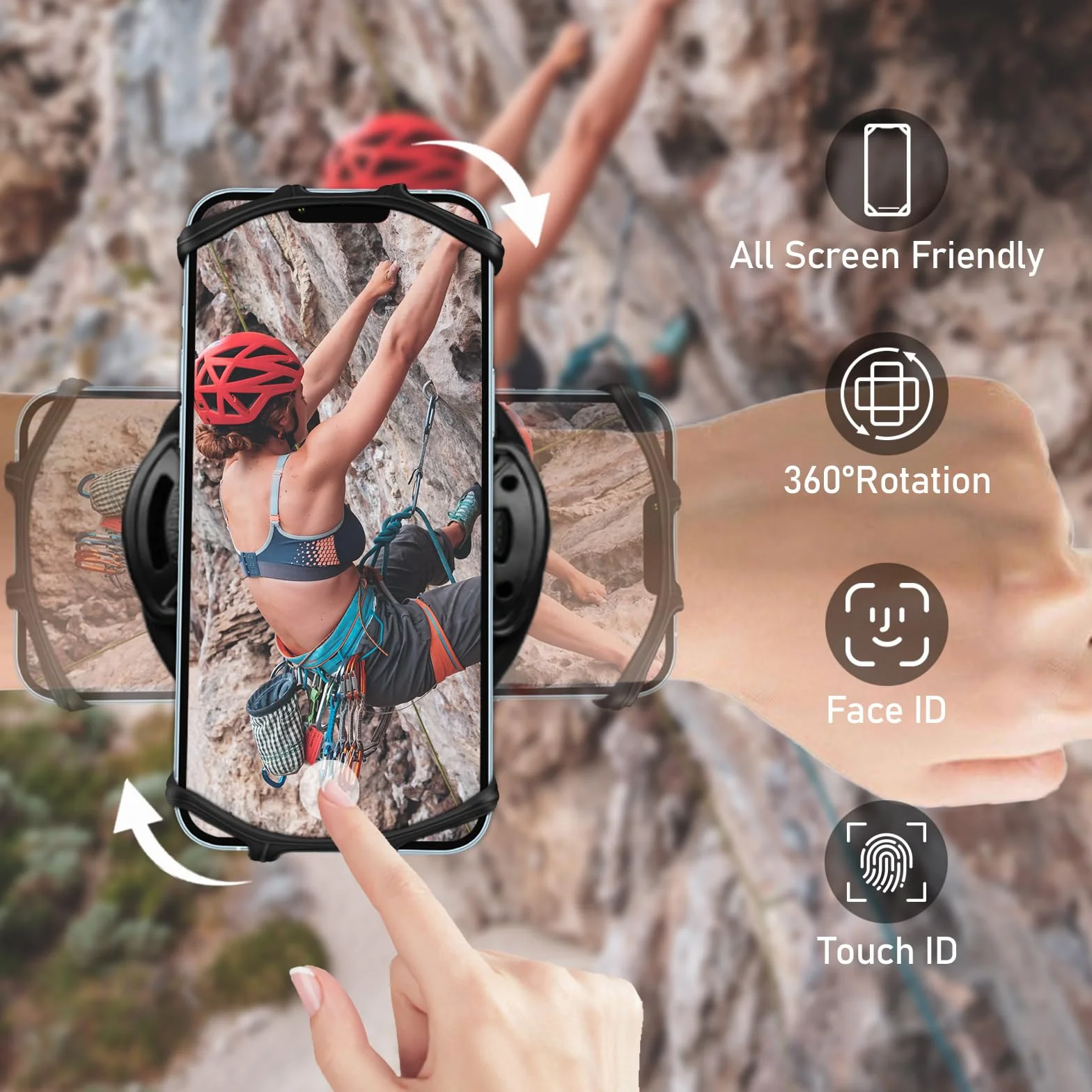 Odpinany sportowy pasek do biegania, obracany o 360°, uniwersalny, sportowy pasek do biegania kompatybilny z iPhone 14/13 Pro/13/12 Pro/11 Pro Max / 11 Pro / 11 / X/8 itd., wszystkie smartfony 4–6,5"
