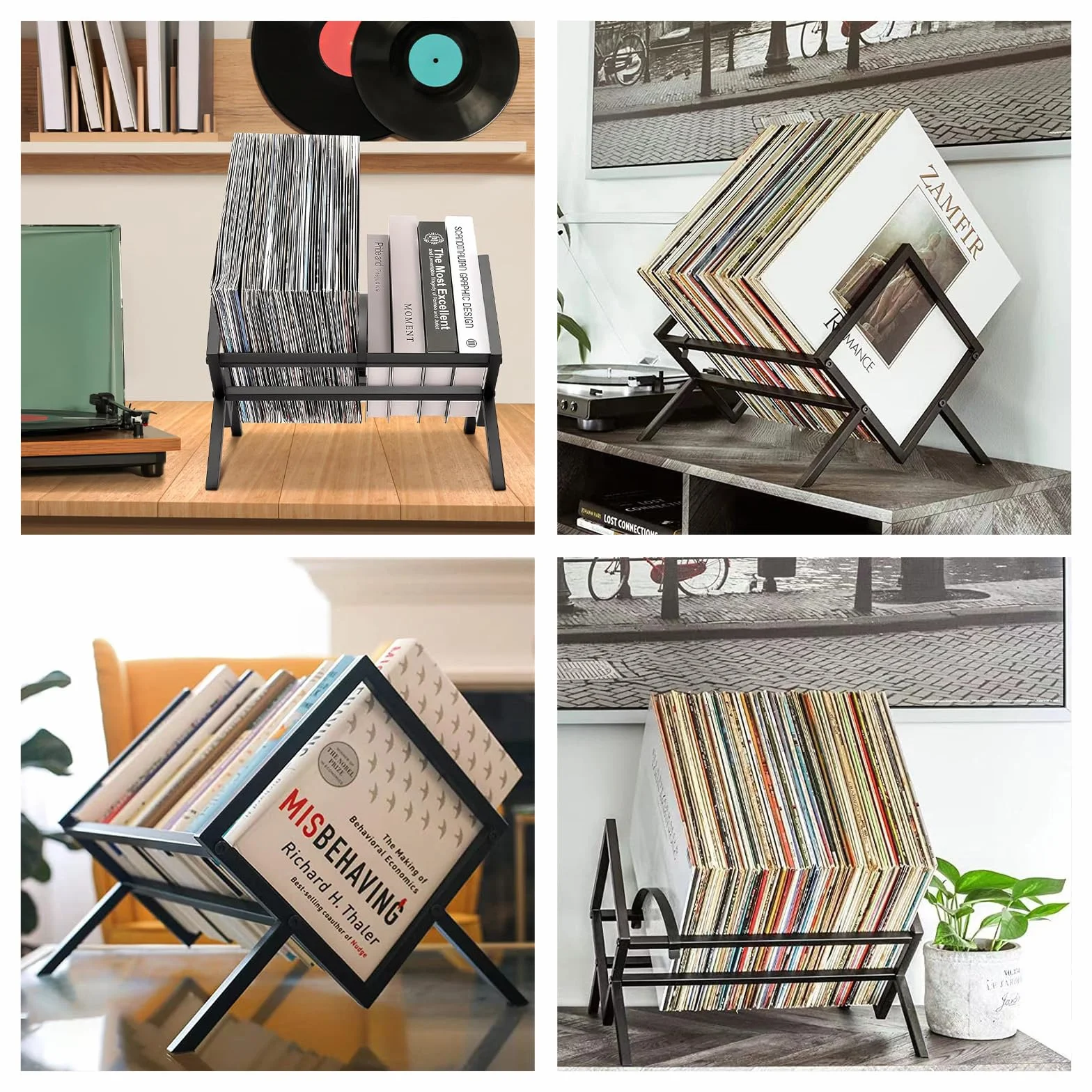 Stojak na płyty winylowe metalowy 80-100 LP 40 x 32 x 30 cm