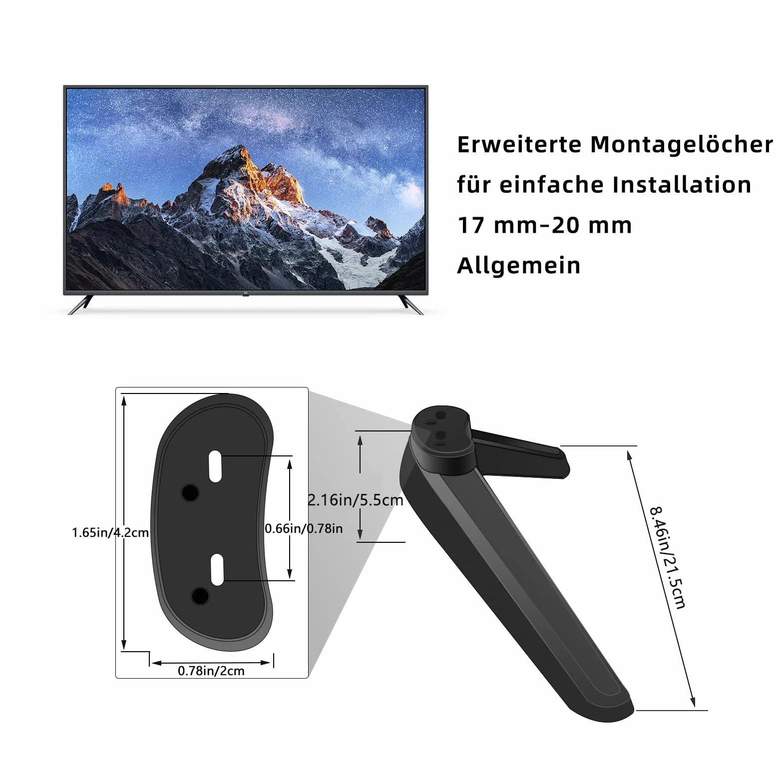Podstawka pod telewizor uniwersalna z zestawem śrub 17-20 mm do płaskich ekranów LED