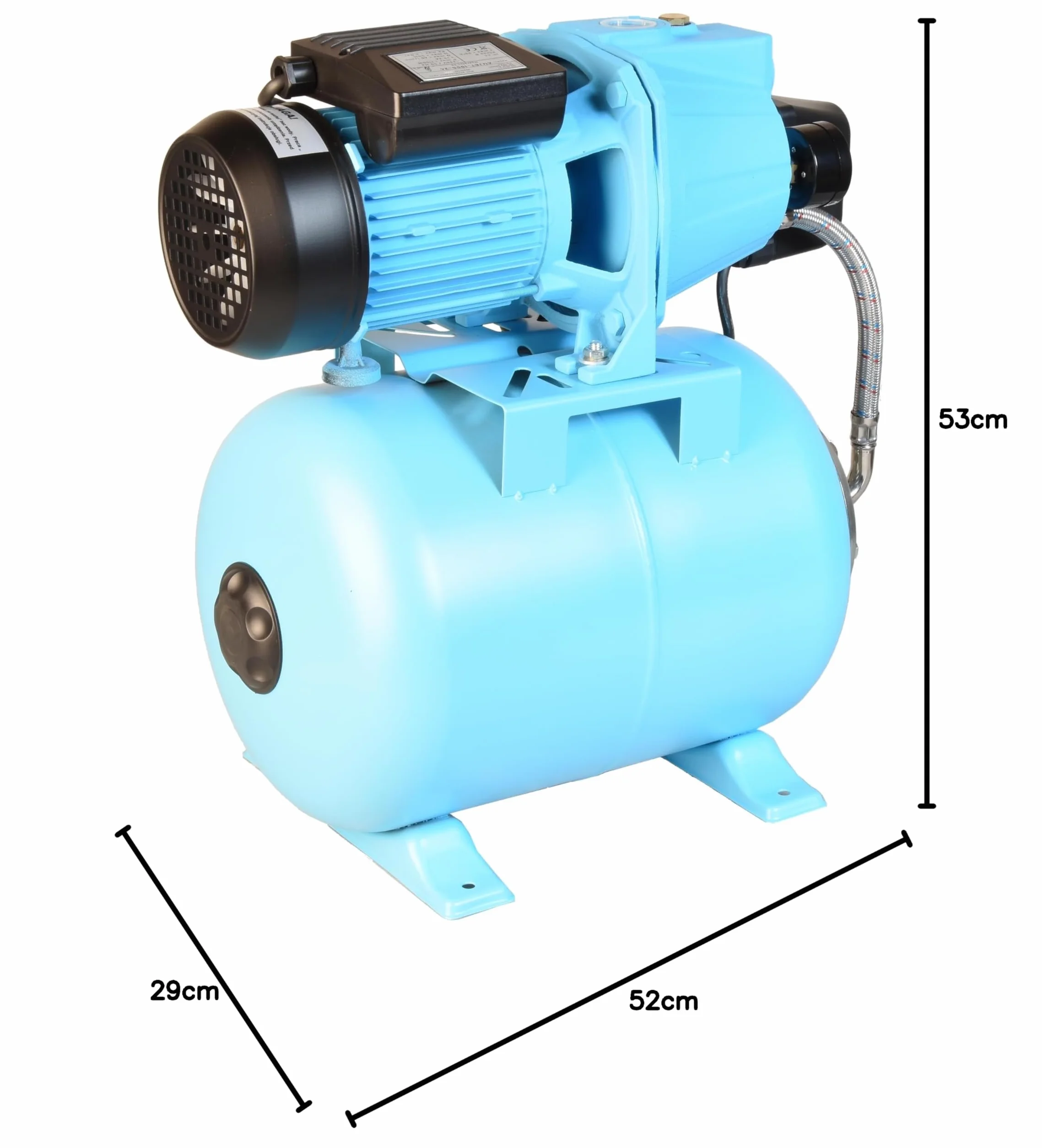 Hydrofor Domowy 24L Pompa Hydroforowa SET 100S (750 W, 3000 l/h, max. podnoszenie 42 m) Zbiornik Przeponowy na Wodę 24 Litry + Osprzęt PEŁEN ZESTAW ZŁOŻONY