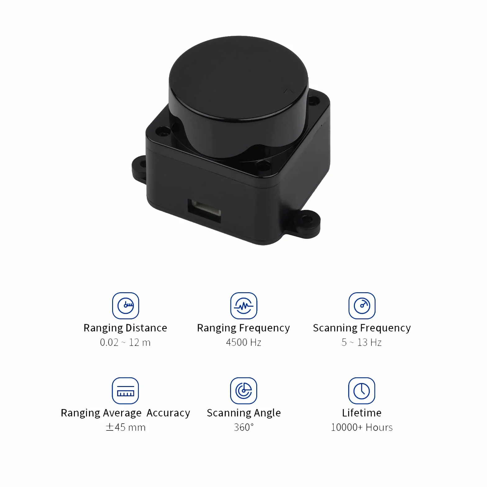youyeetoo FHL-LD19 Lidar Sensor - 12Meter (39ft) 360° Ranging - Walnut Size, 30K lux Resistant - Provide ROS/ROS2/C/C++ SDK Raspberry Tutorial for Robots Drone SLAM, Lidar Scanner Kit with adapter