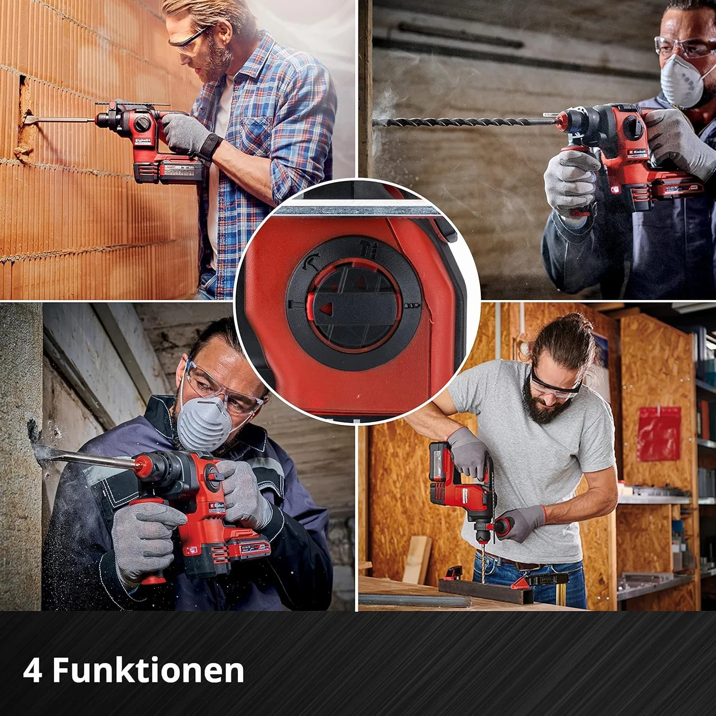 Einhell Akumulatorowy młot udarowy HEROCCO Power X-Change (Li-ion, 18 V, 2,2 J, 18 Nm, silnik bezszczotkowy, pneumatyczny mechanizm udarowy, SDS +, w tym E-box, bez akumulatora i ładowarki)