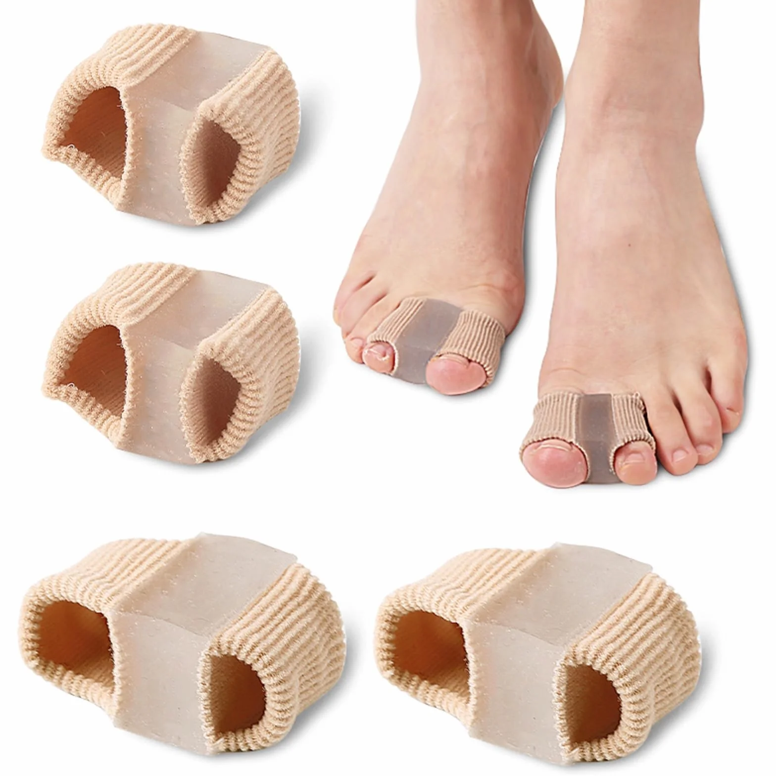 Separator Palców do Haluksów Korektor Hammer Toes Big Toe Stretcher i Prostownica Wygodne miękkie Włókno 2 Pary S+L