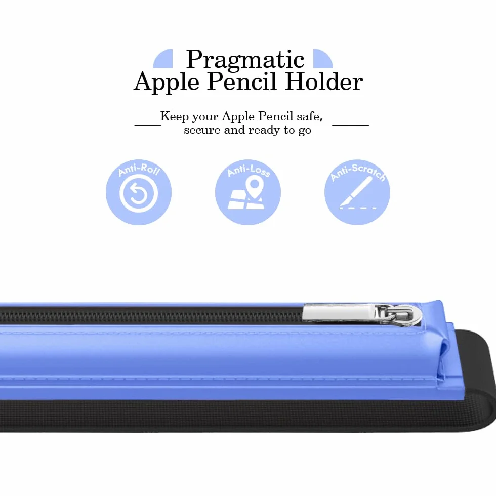 MoKo Pencil Case for Apple Pencil Pro, USB-C, 1st/2nd Gen, PU Leather Zipper Pouch with Elastic Band for 9.7"-12.9" Tablets, Lavender Purple