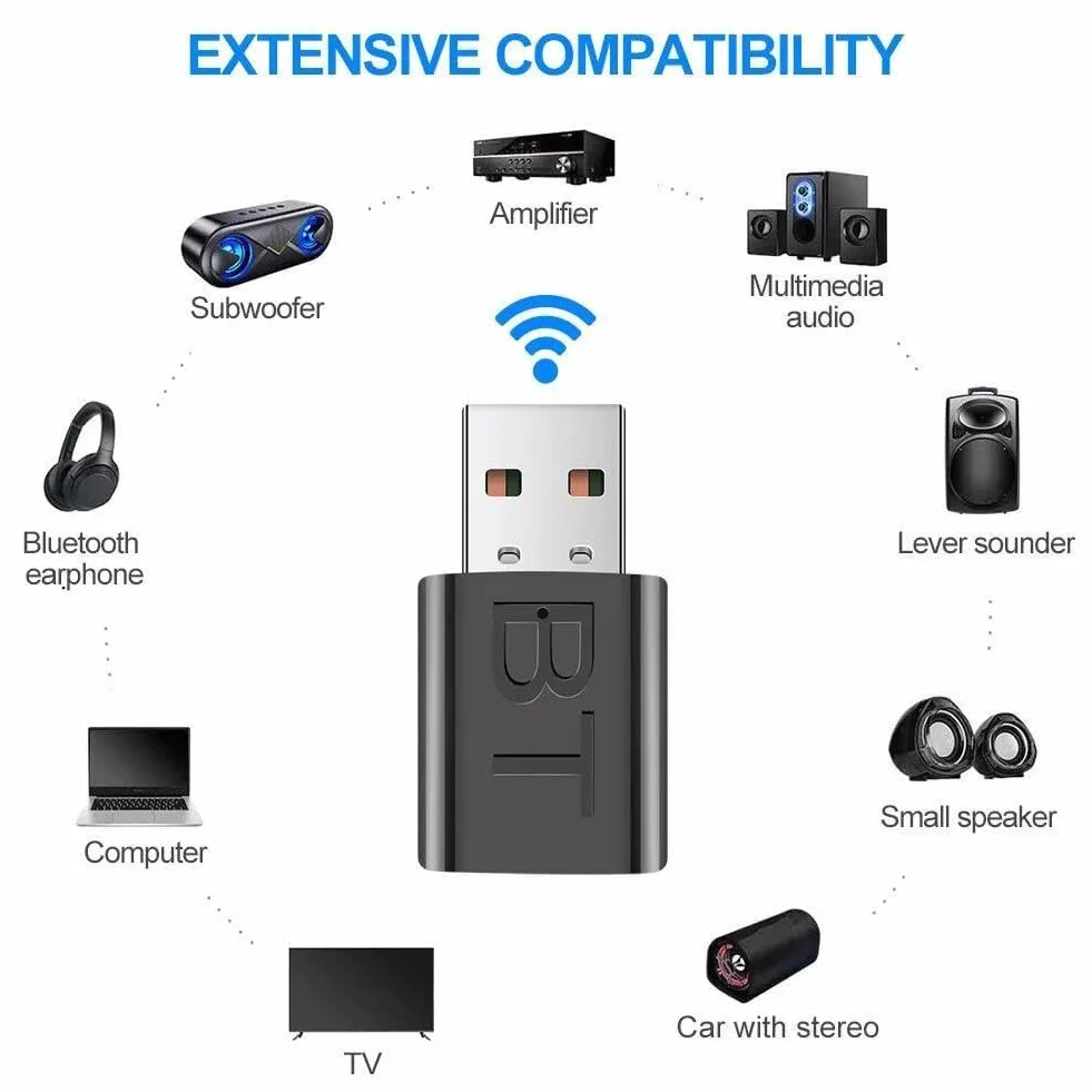 Odbiornik nadajnika USB Bluetooth 5.0 mini adapter audio samochód