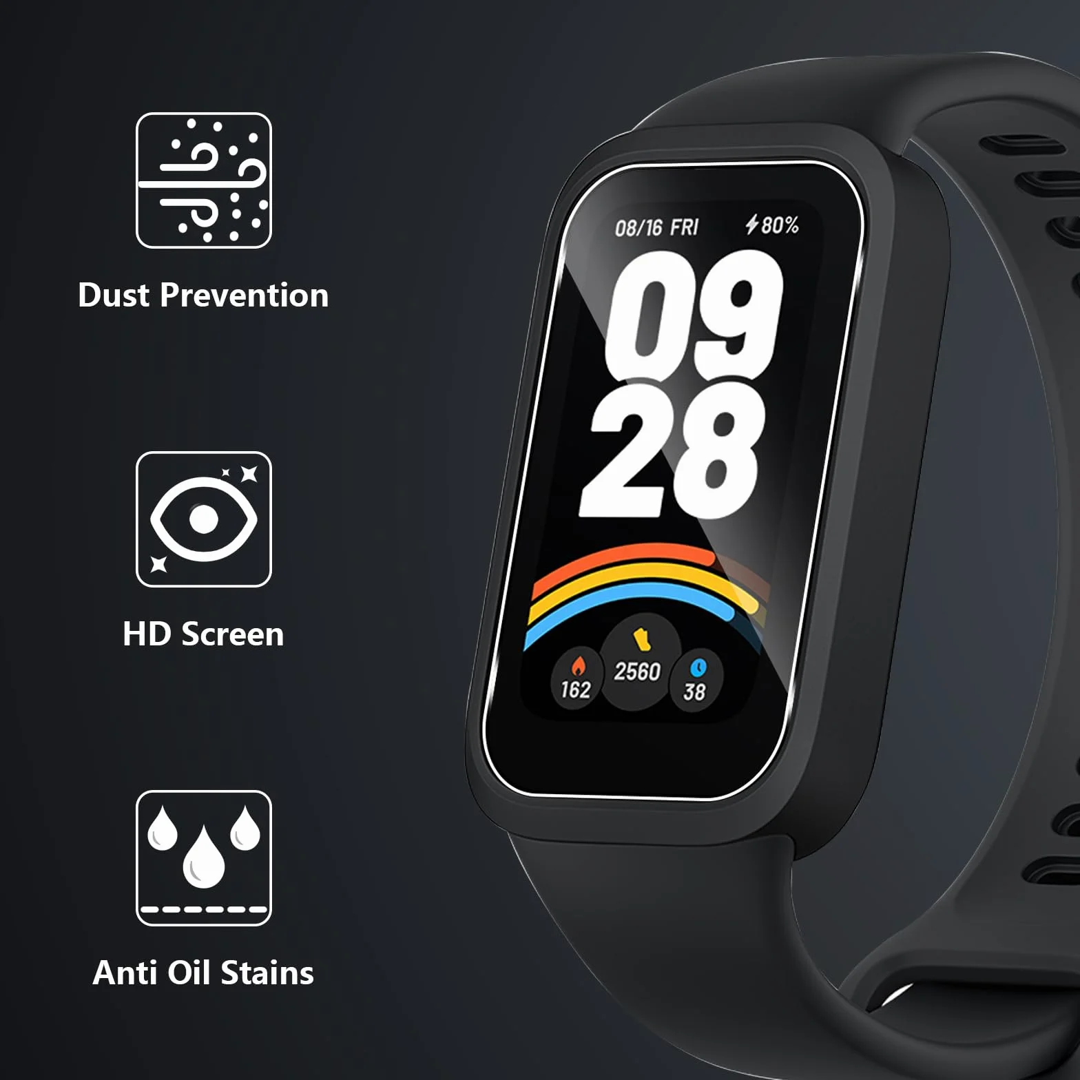 Szkło hartowane do Xiaomi Smart Band 9 Active/Redmi Band 3, 4 sztuki folii ochronnej 9H Twardość odporna na zarysowania hartowana ochrona ekranu, bez pęcherzyków, przezroczysta