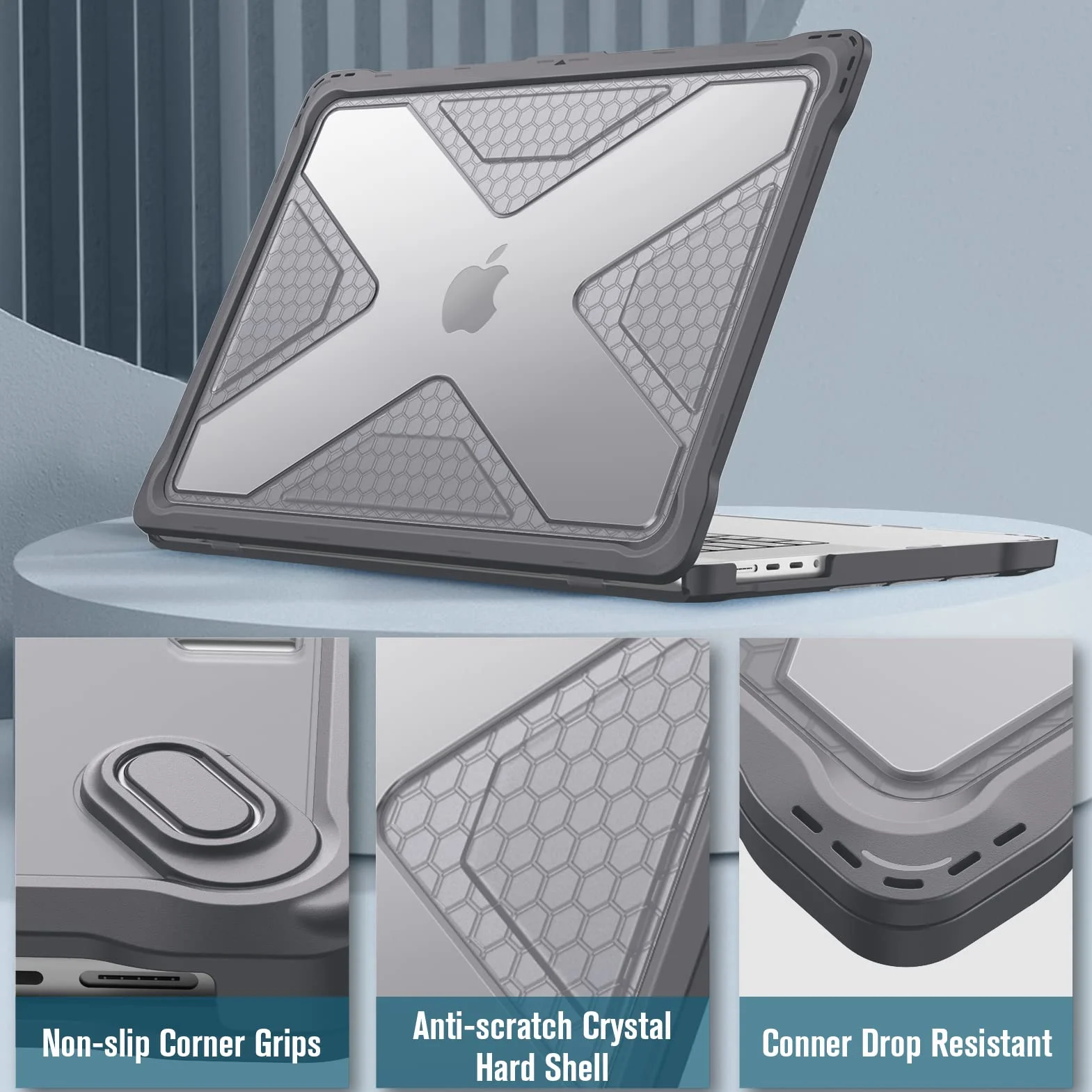 Fintie Etui kompatybilne z MacBook Pro 16" (wydanie 2023-2021), A2991, A2780, A2485, M3, M2, M1 Pro/Max, wytrzymałe etui ochronne z TPU, odporne na uderzenia etui kompatybilne z MacBook Pro 16, szare