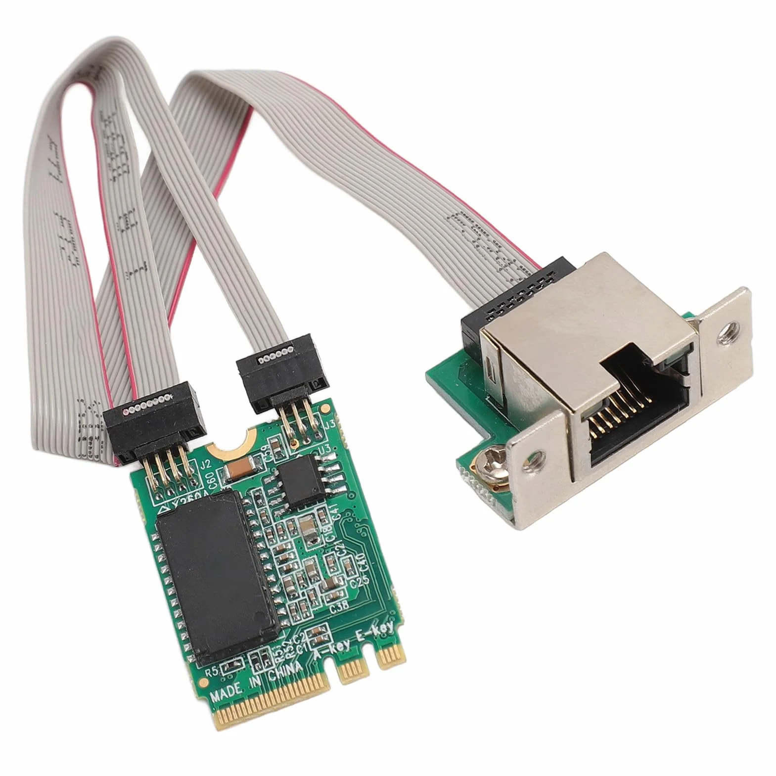 Karta Sieciowa M.2 A E Karta Sieciowa NIC z Wygiętym Wtykiem, Adapter Serwera Gigabit Ethernet, Jednoportowy Adapter Gigabit Serwera NIC M.2 A E I210AT Obsługuje 1000/100/10Mbps,